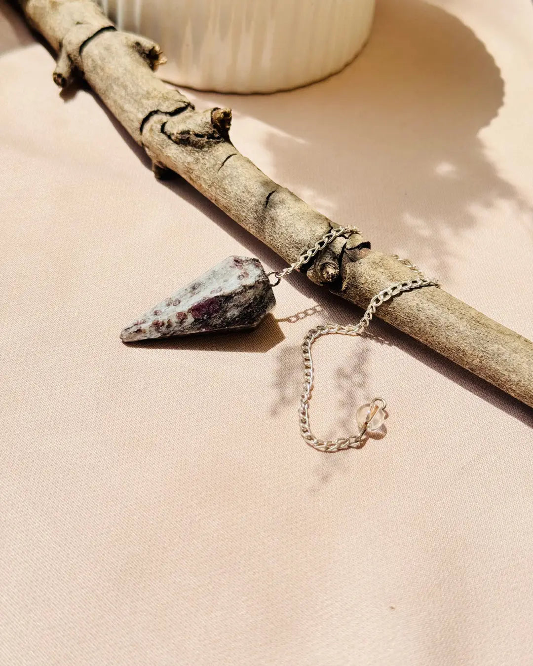 Light-Coded Crystal Pendulum - Ruby Fuchsite