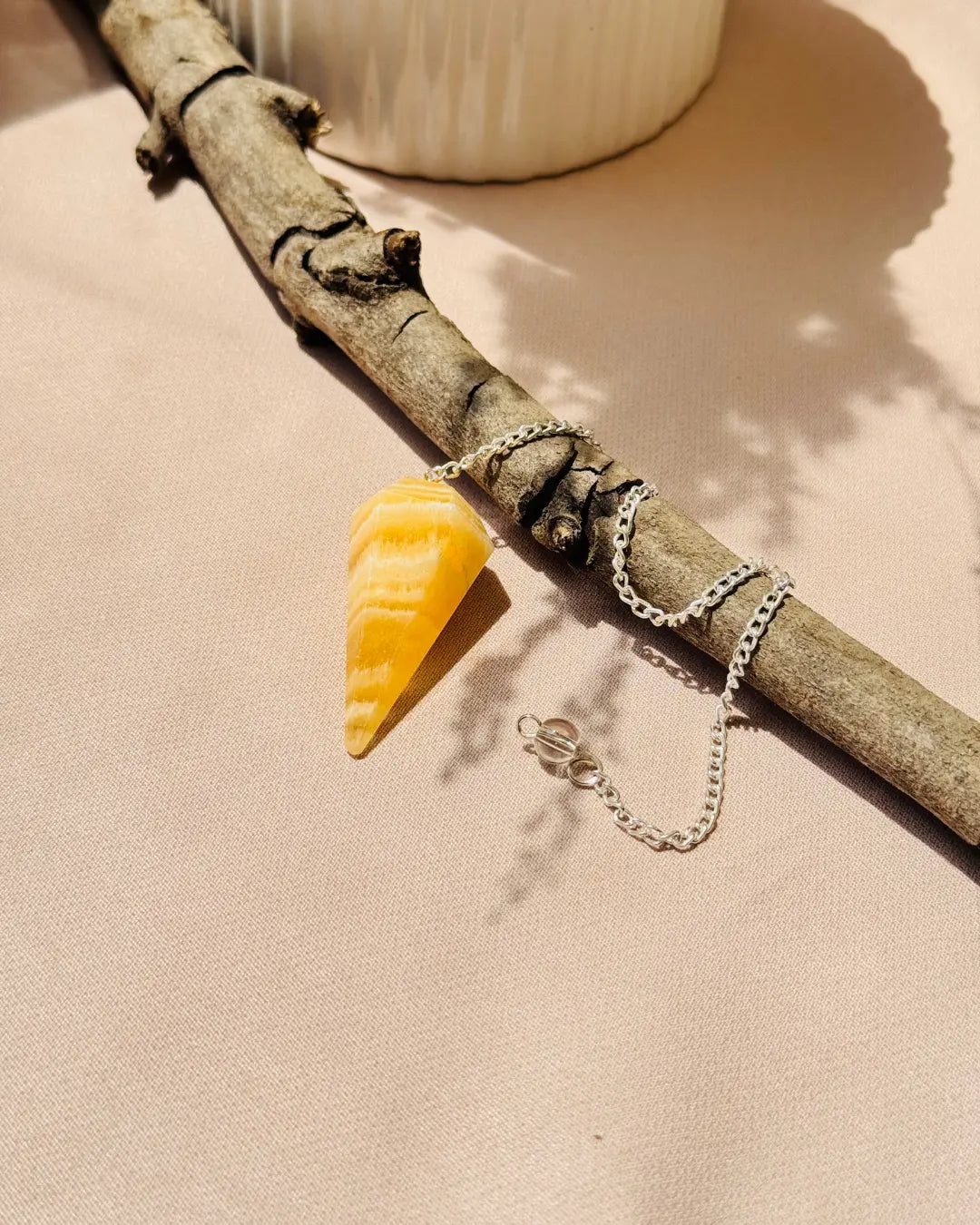 Light-Coded Crystal Pendulum - Yellow Calcite