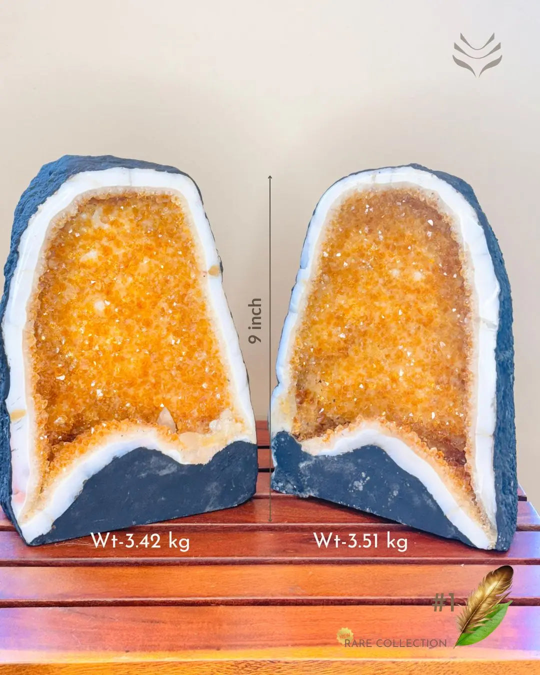 Light-Coded Double Power Duo Citrine Geode