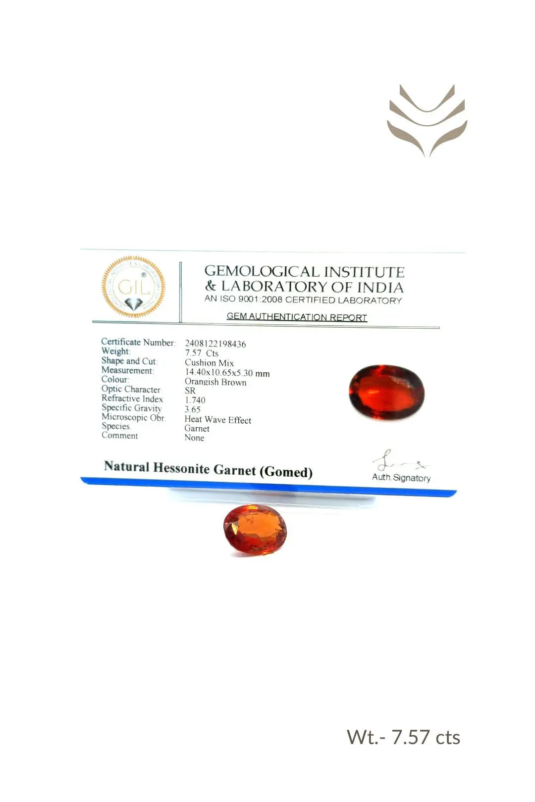 Light-Coded Elite Hessonite (Gomed) - 7.57 Ct