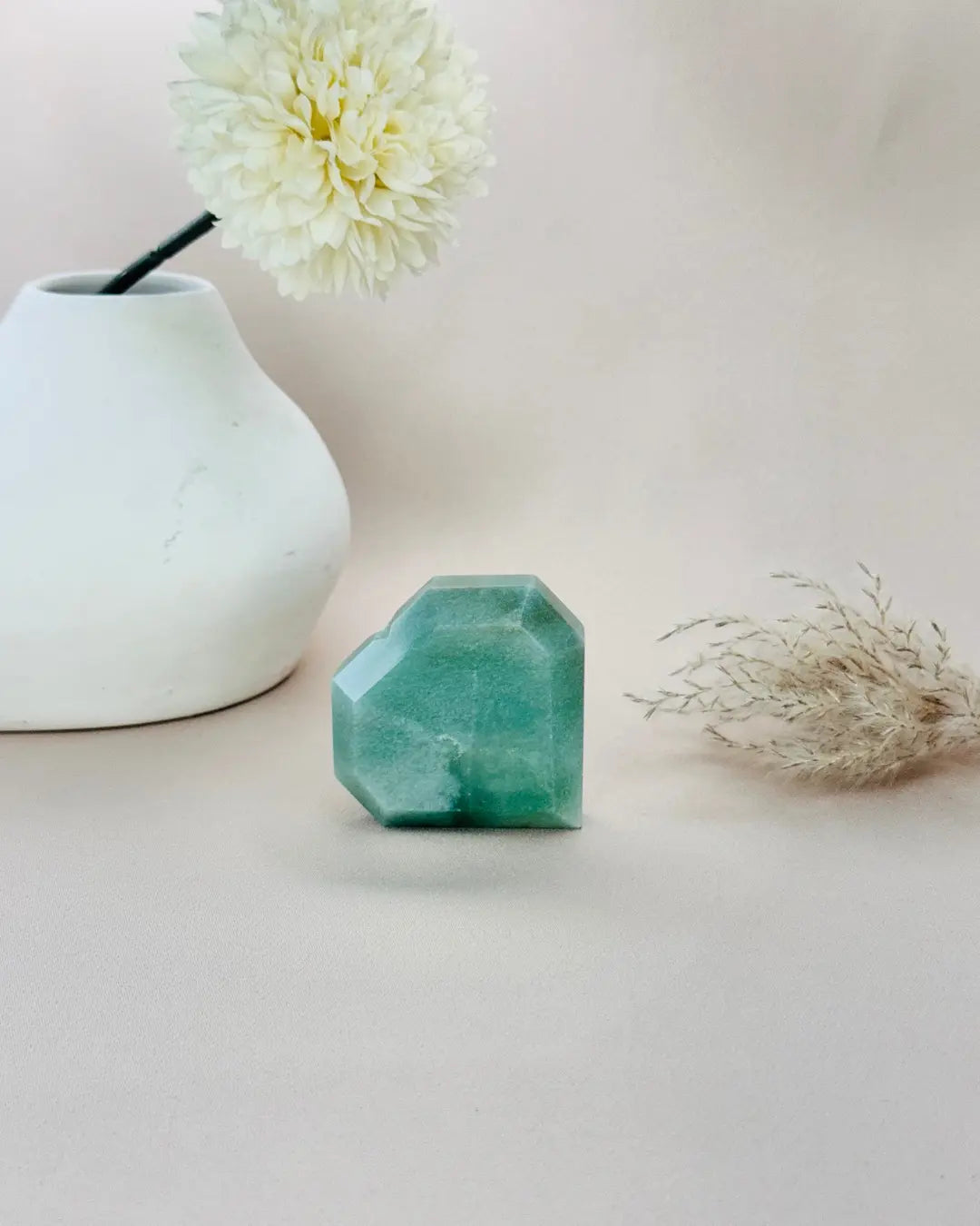 Light Coded Faceted Green Aventurine Heart