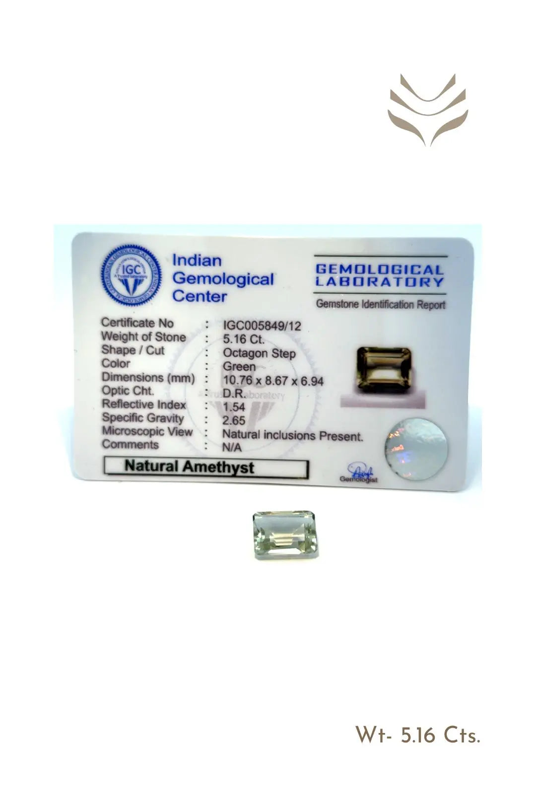 Light-Coded Green Amethyst - 5.16 Ct