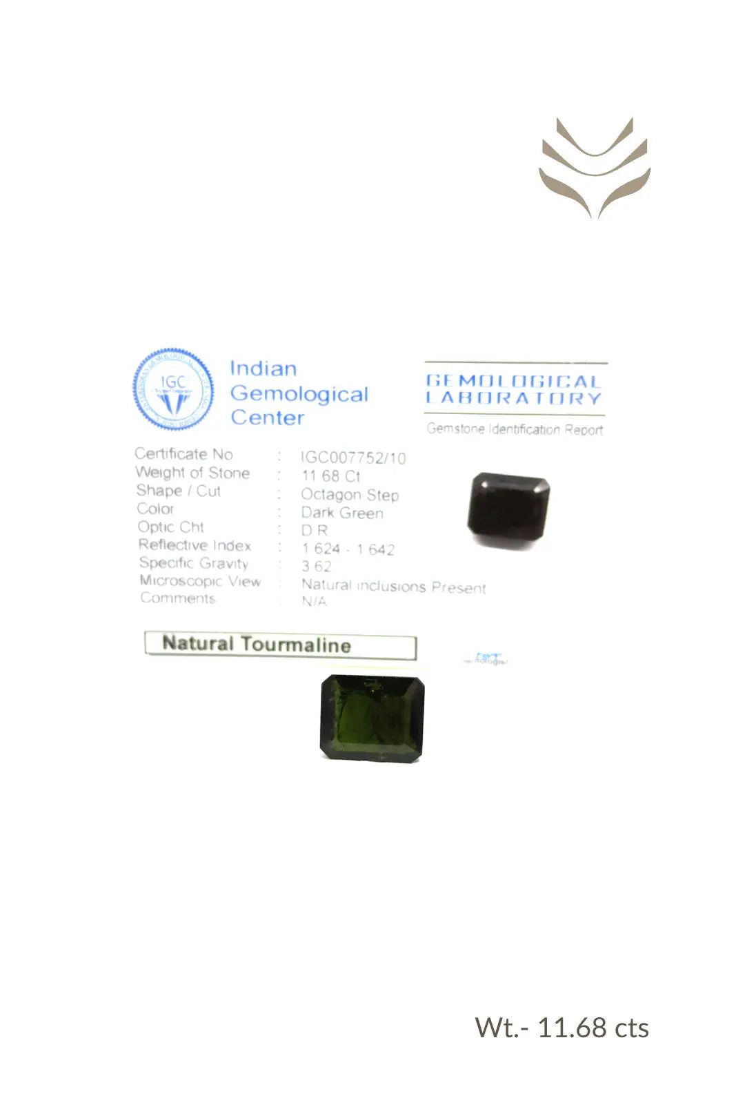 Light-Coded Green Tourmaline- 11.68 Ct