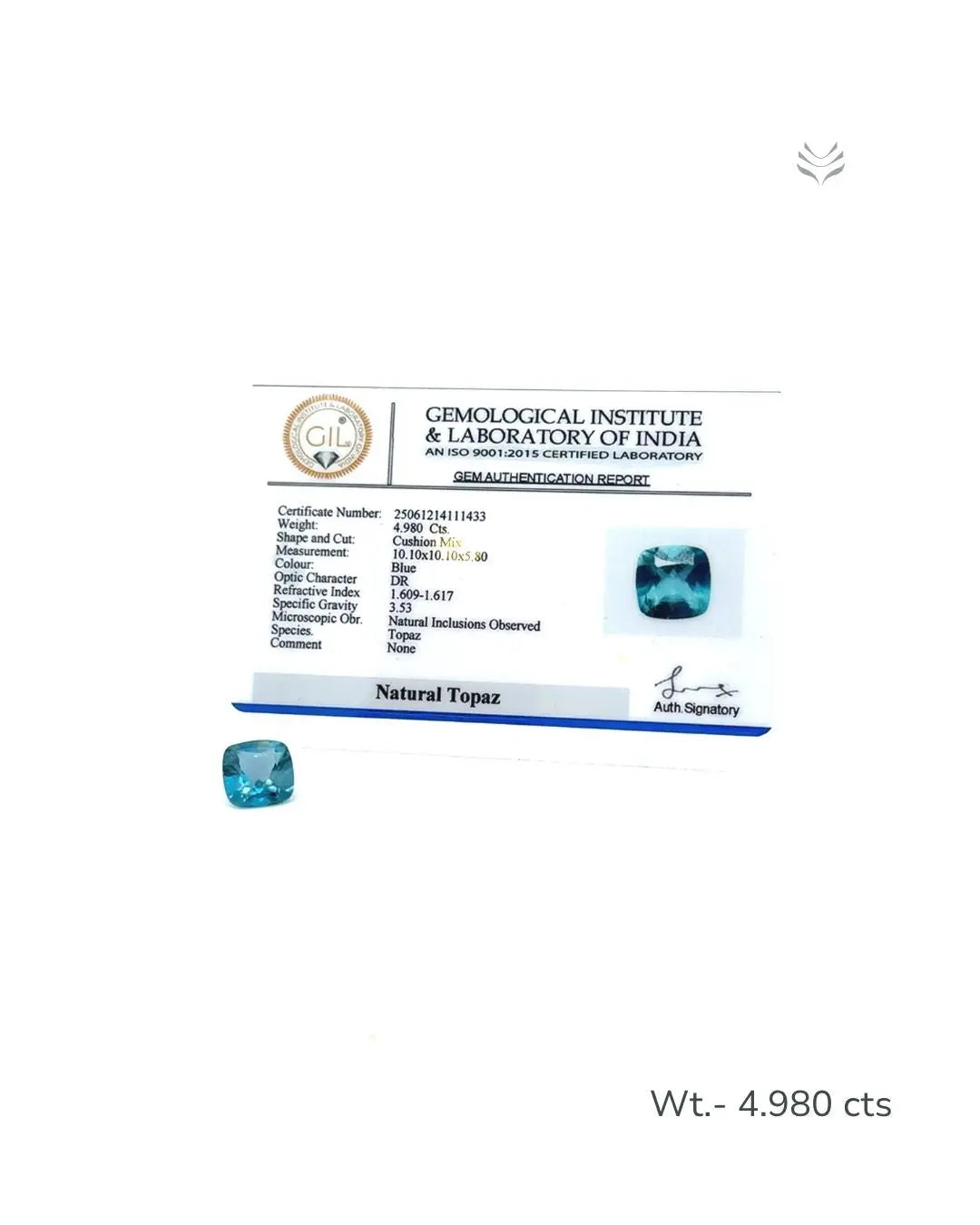 Light-Coded London Blue Topaz - 4.980 Ct