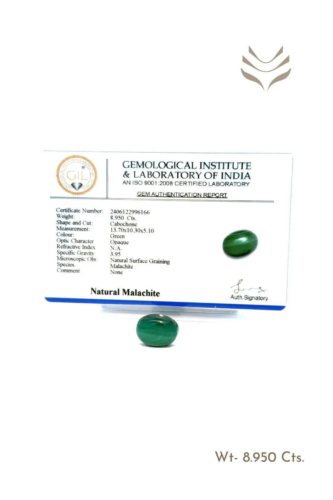 Light-Coded Malachite - 8.95 Ct