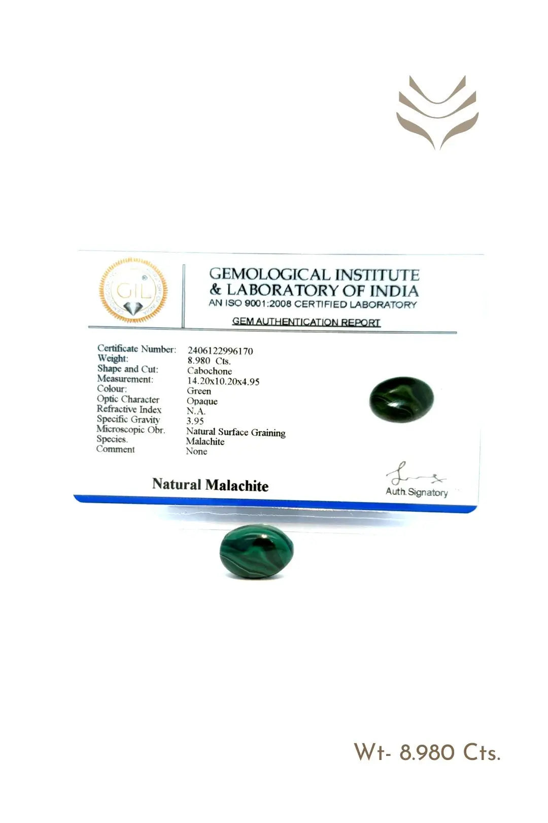 Light-Coded Malachite - 8.98 Ct