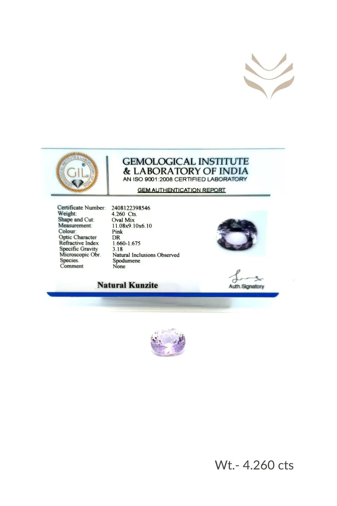 Light-Coded Natural Kunzite-4.26 Ct