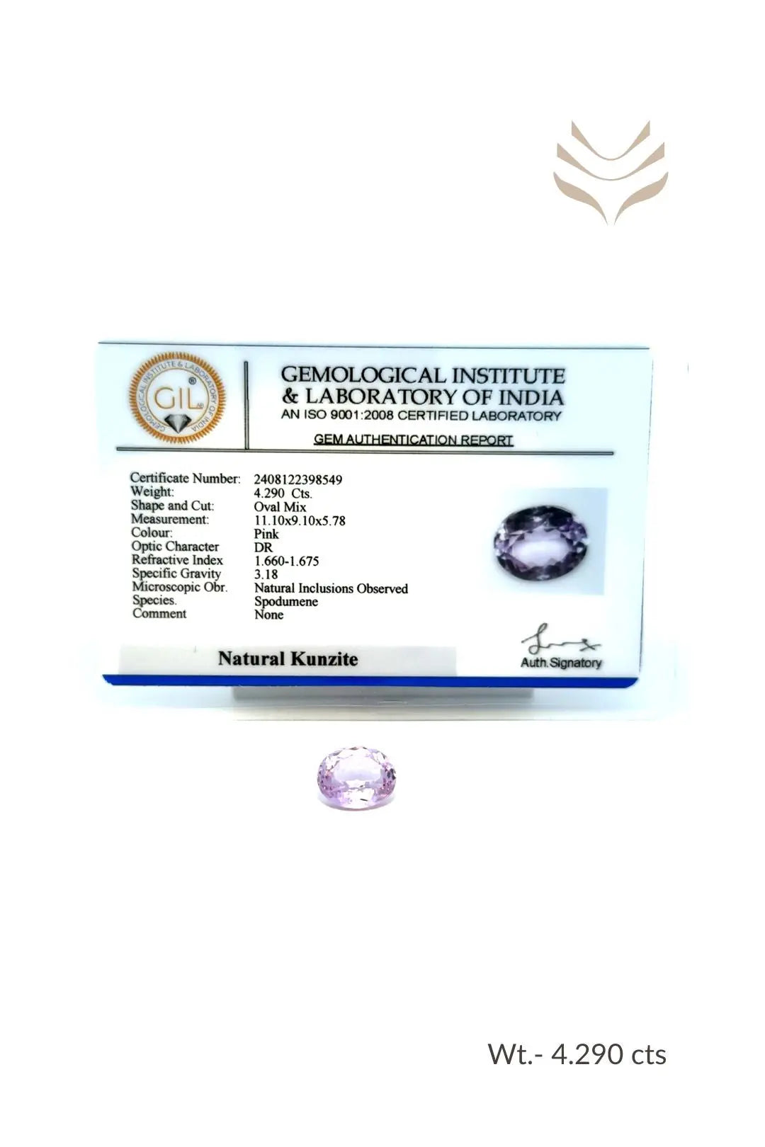 Light-Coded Natural Kunzite-4.29 Ct