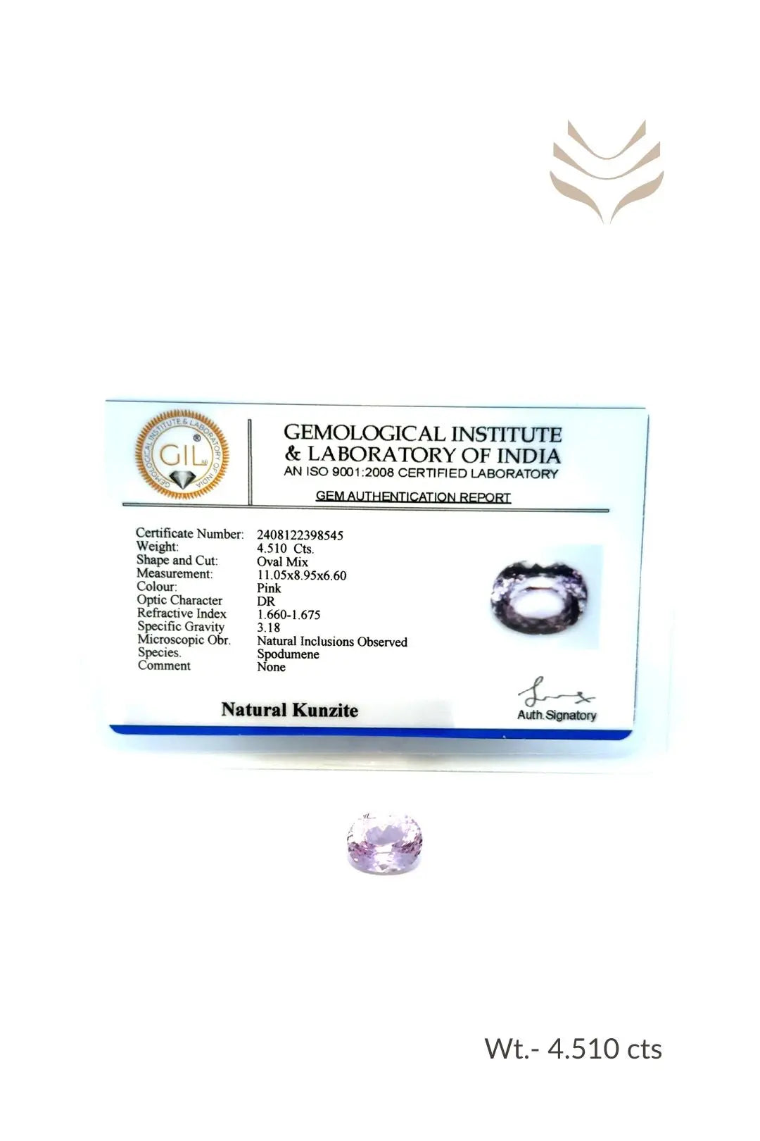 Light-Coded Natural Kunzite-4.51 Ct