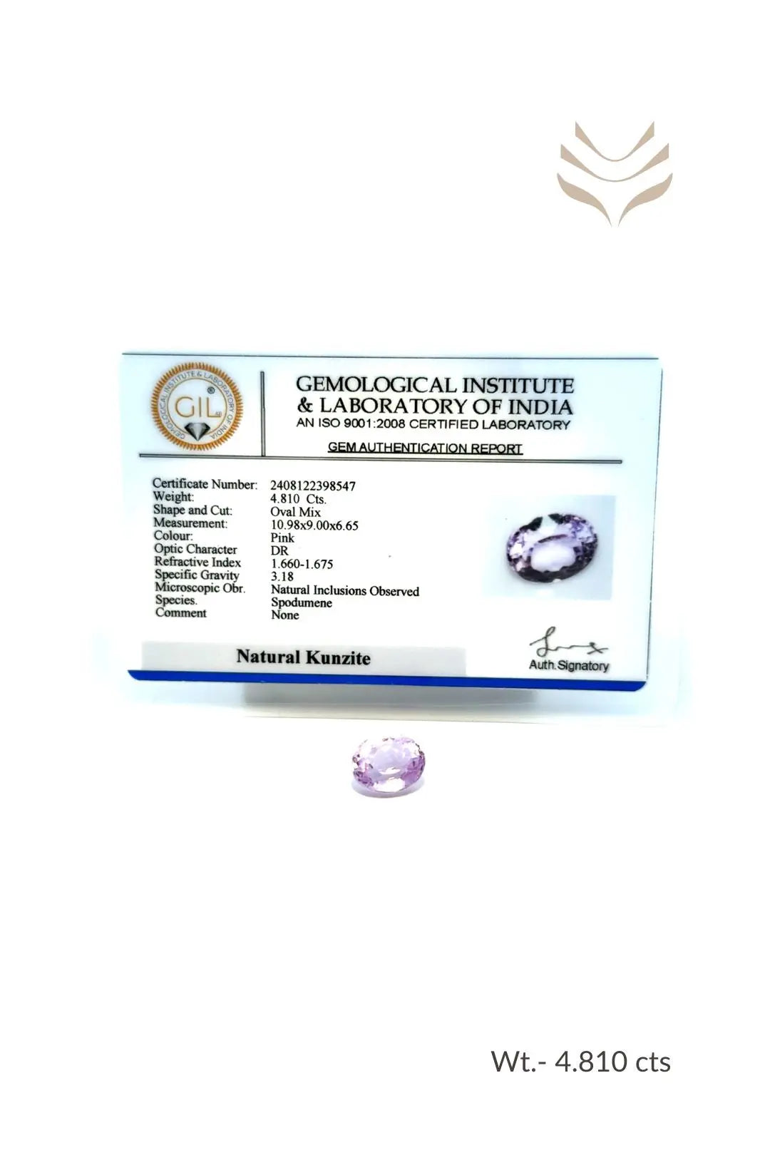 Light-Coded Natural Kunzite-4.81 Ct