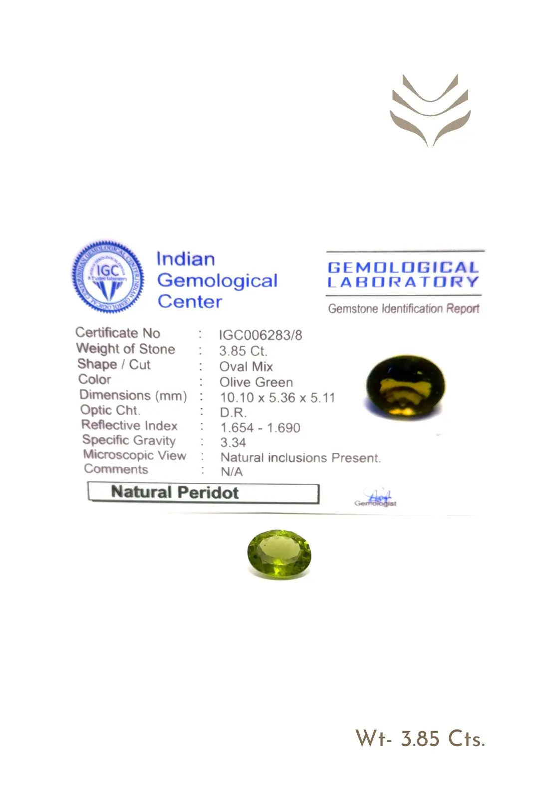 Light-Coded Peridot - 3.85 Ct