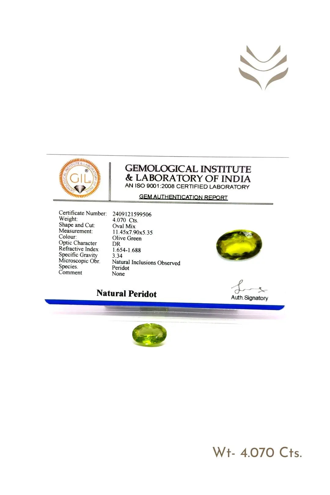 Light-Coded Peridot - 4.07 Ct