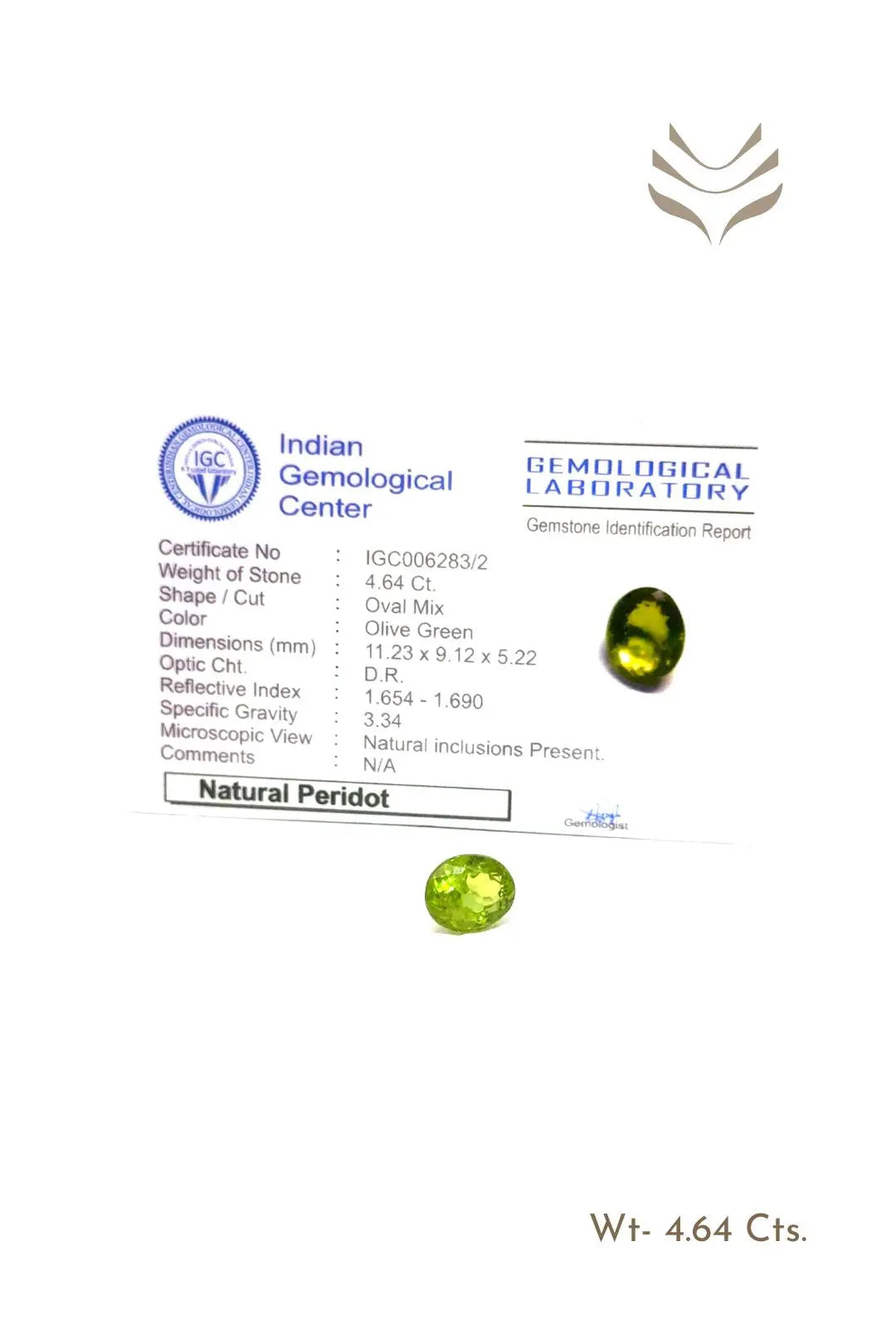Light-Coded Peridot - 4.64 Ct