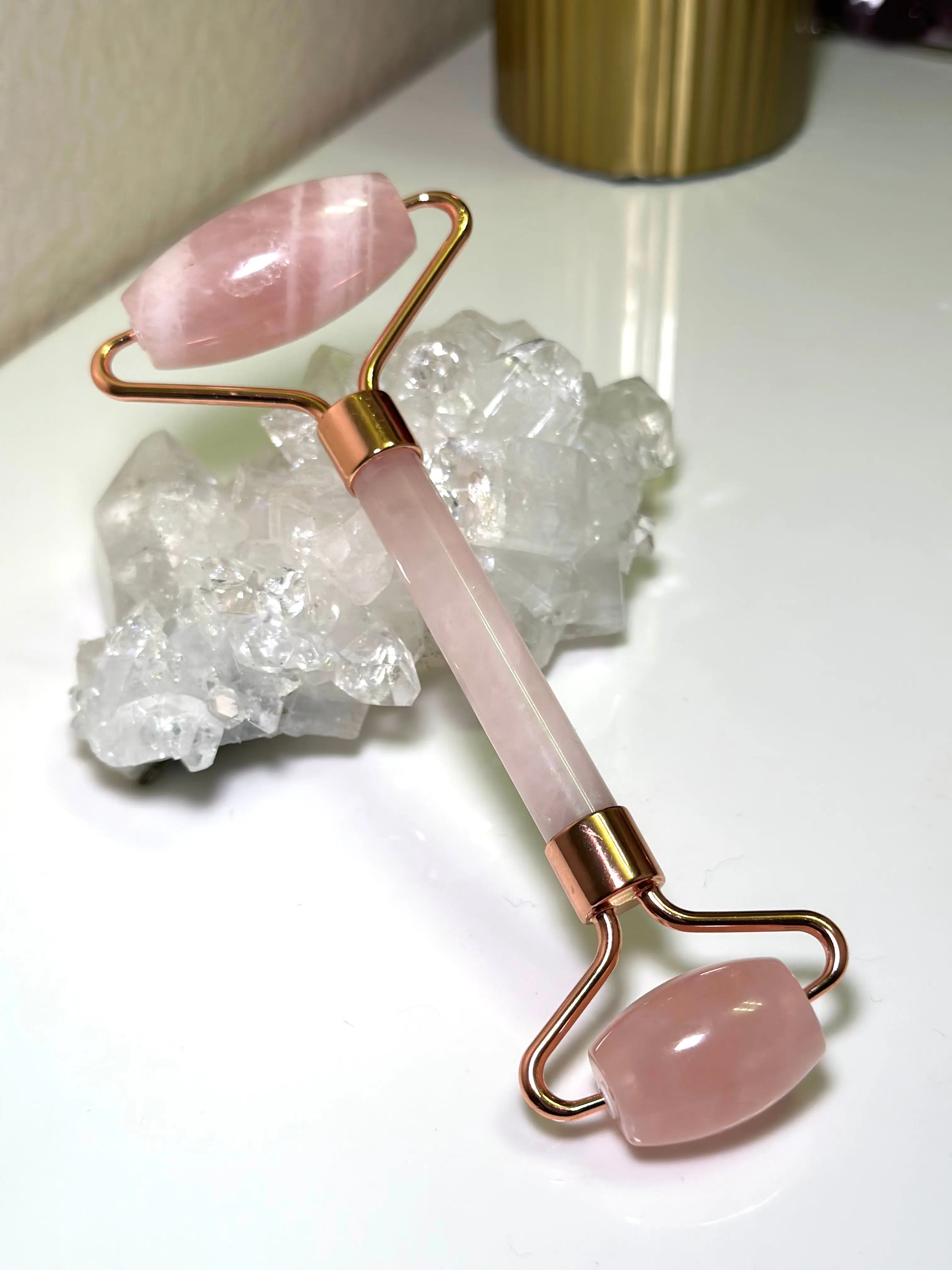 Light-Coded Rose Quartz Face Massage Roller