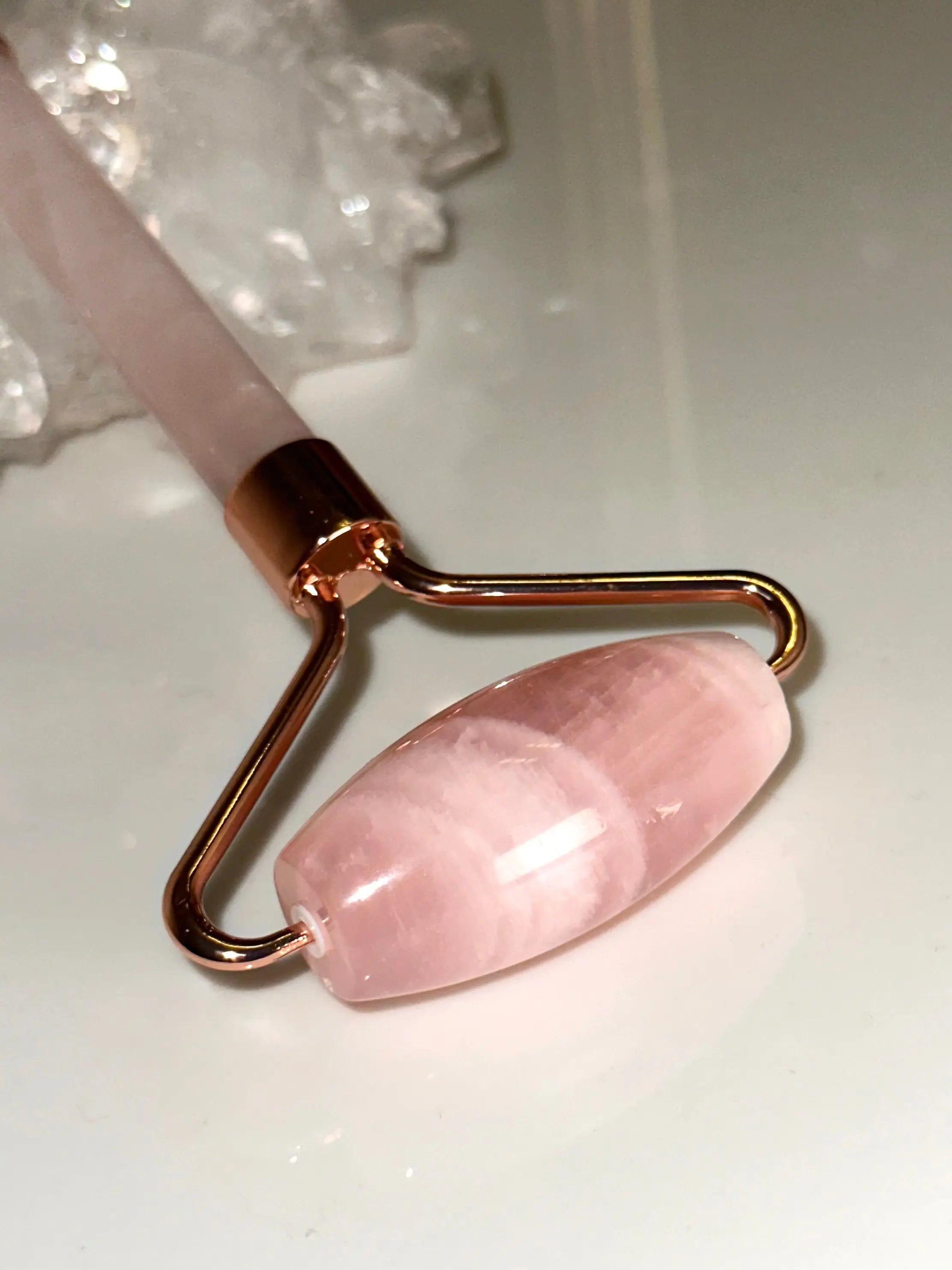 Light-Coded Rose Quartz Face Massage Roller