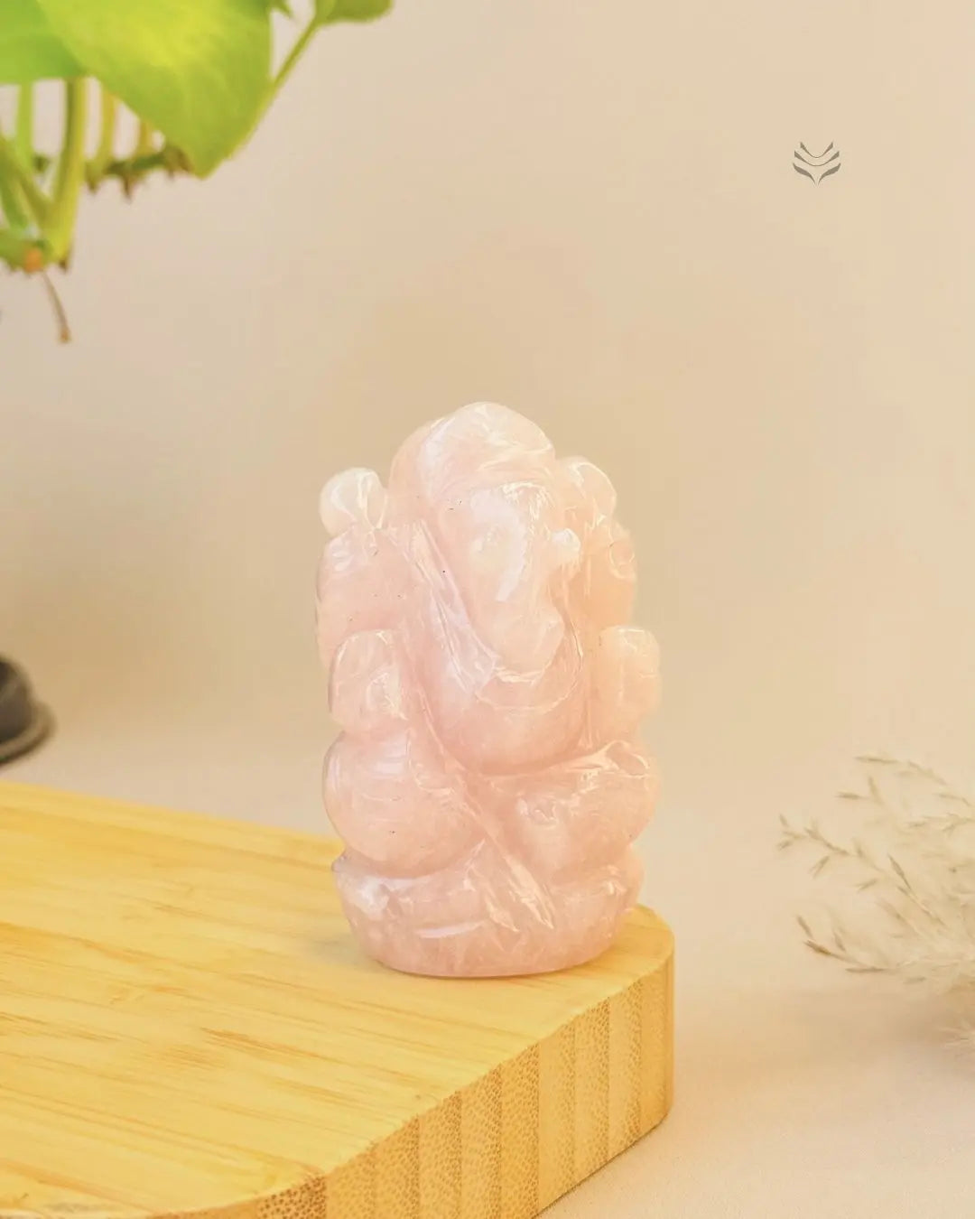 Light-Coded Rose Quartz Ganesha