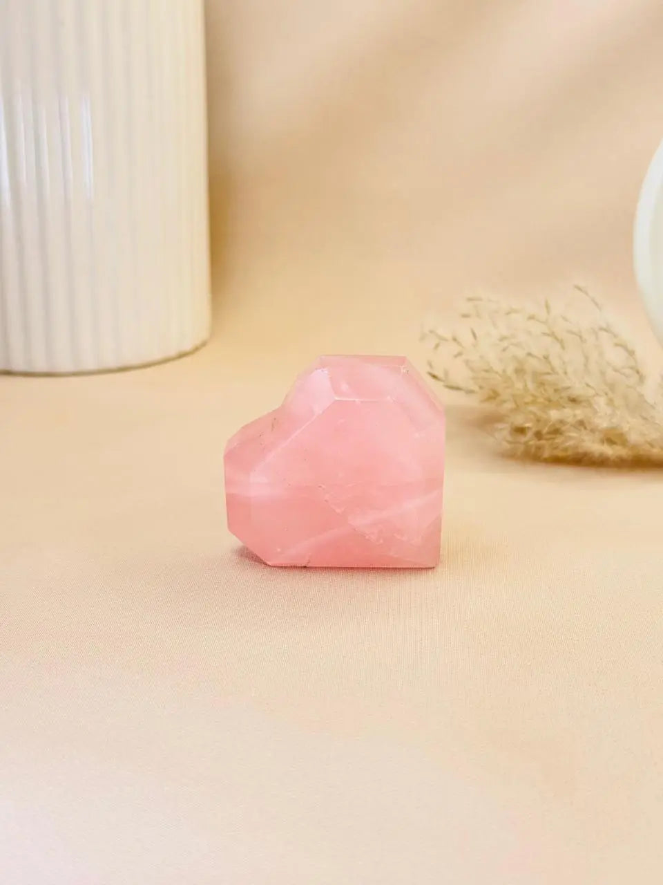 Light-Coded Rose Quartz Heart-Faceted (Medium)