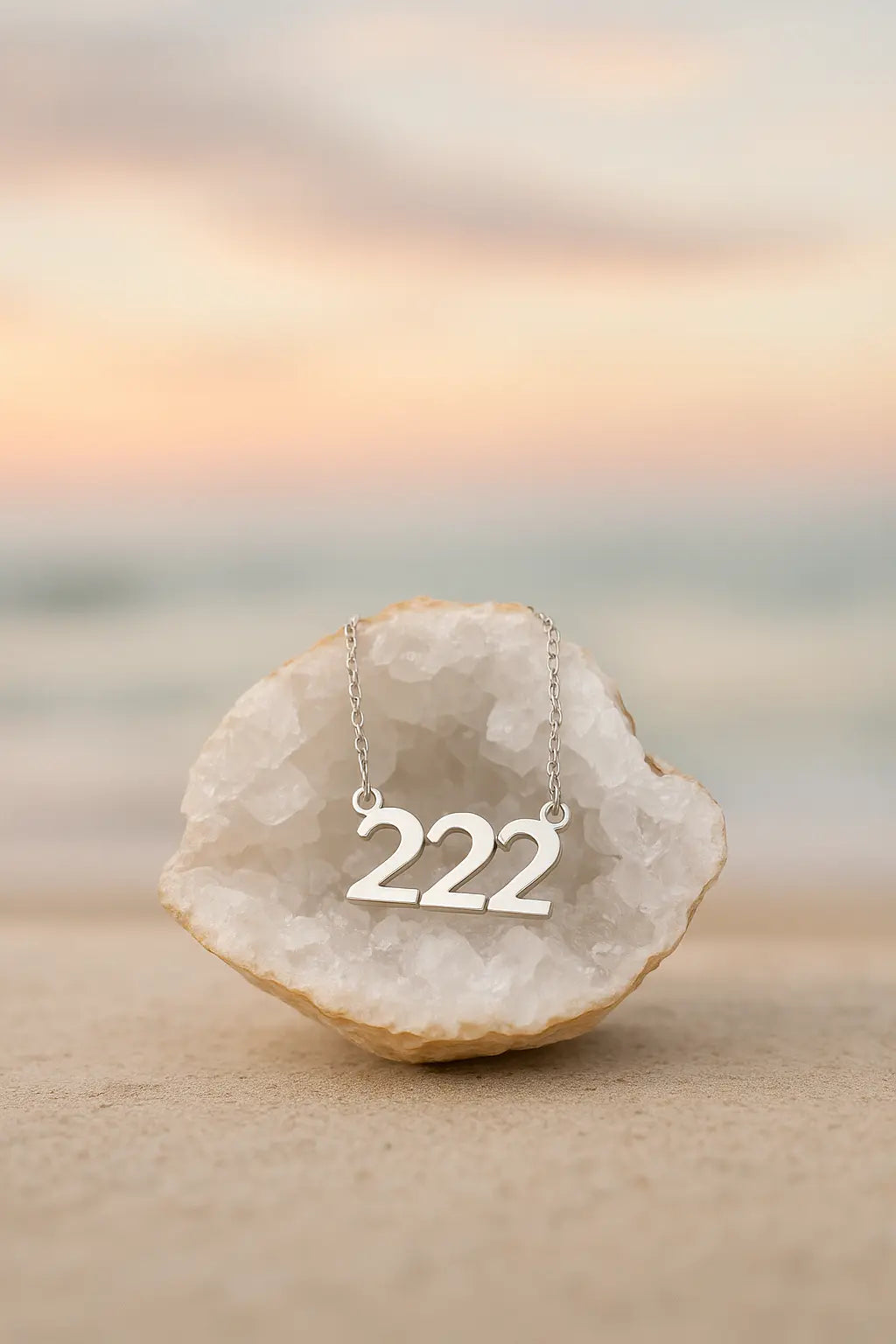 Light Coded Silver Angel Number Pendant - 222