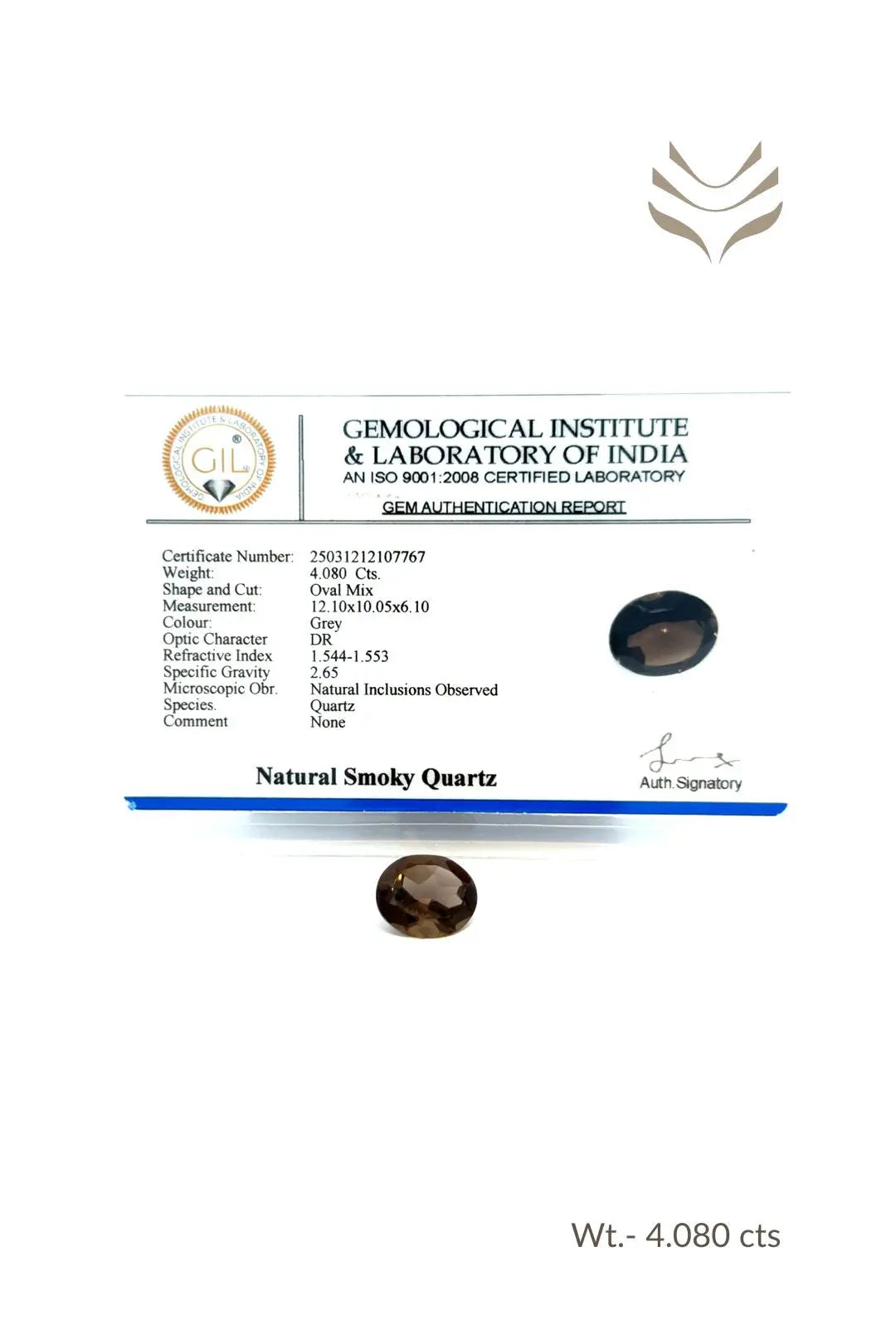 Light-Coded Smokey Quartz - 4.08 Ct