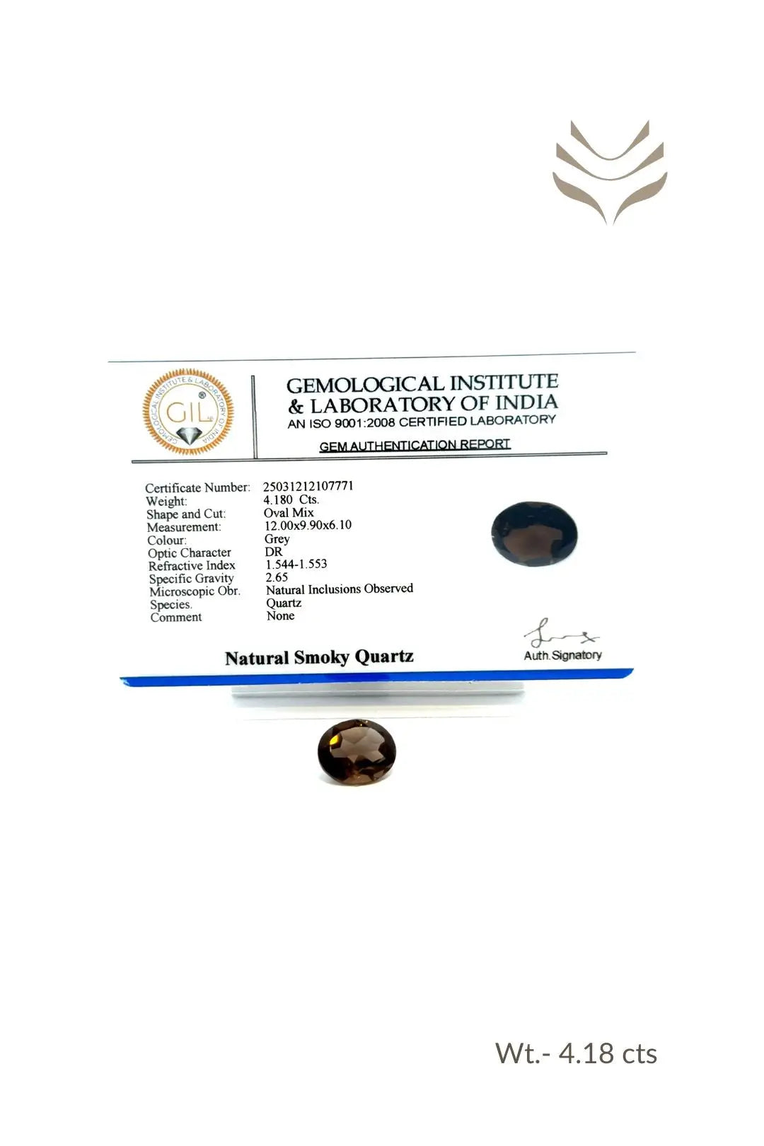 Light-Coded Smokey Quartz - 4.18 Ct