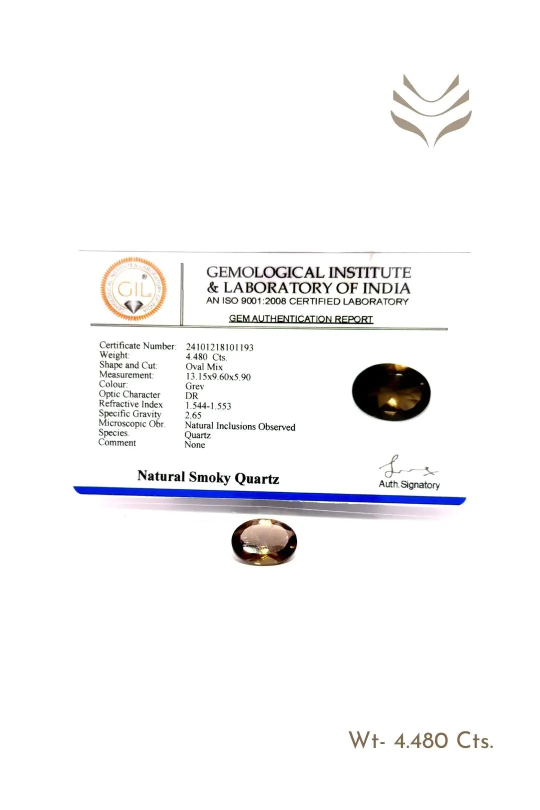 Light-Coded Smokey Quartz - 4.48 Ct