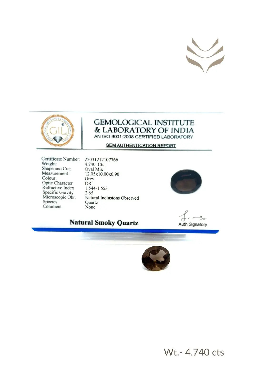 Light-Coded Smokey Quartz - 4.74 Ct