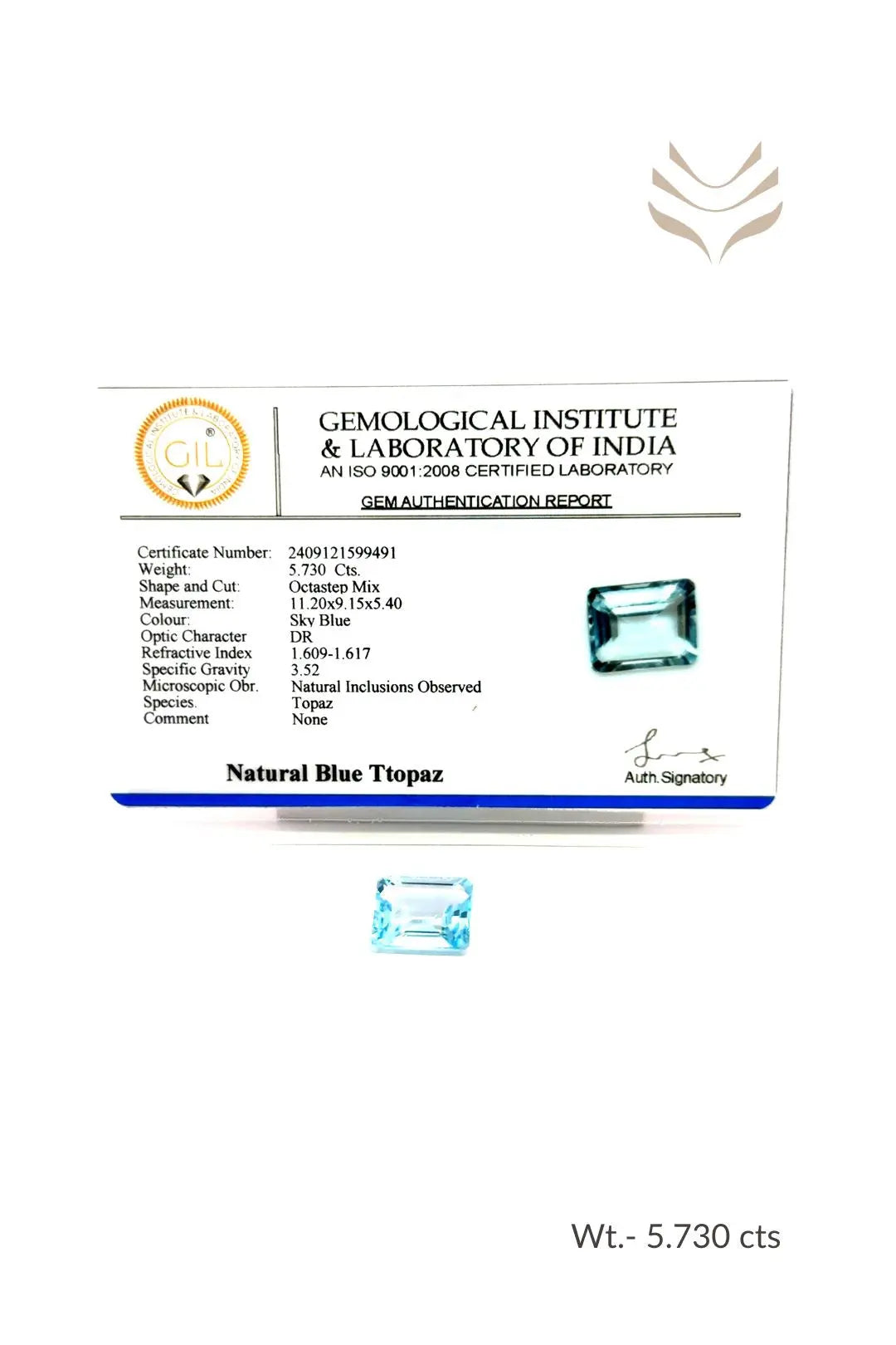 Light-Coded Swiss Blue Topaz - 5.73 Ct