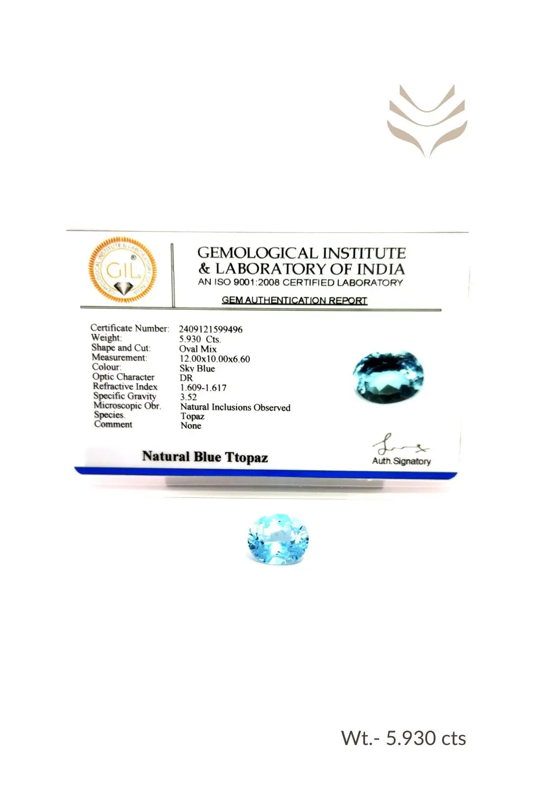 Light-Coded Swiss Blue Topaz - 5.93 Ct