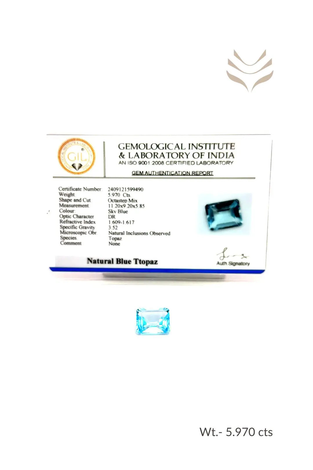 Light-Coded Swiss Blue Topaz - 5.97 Ct