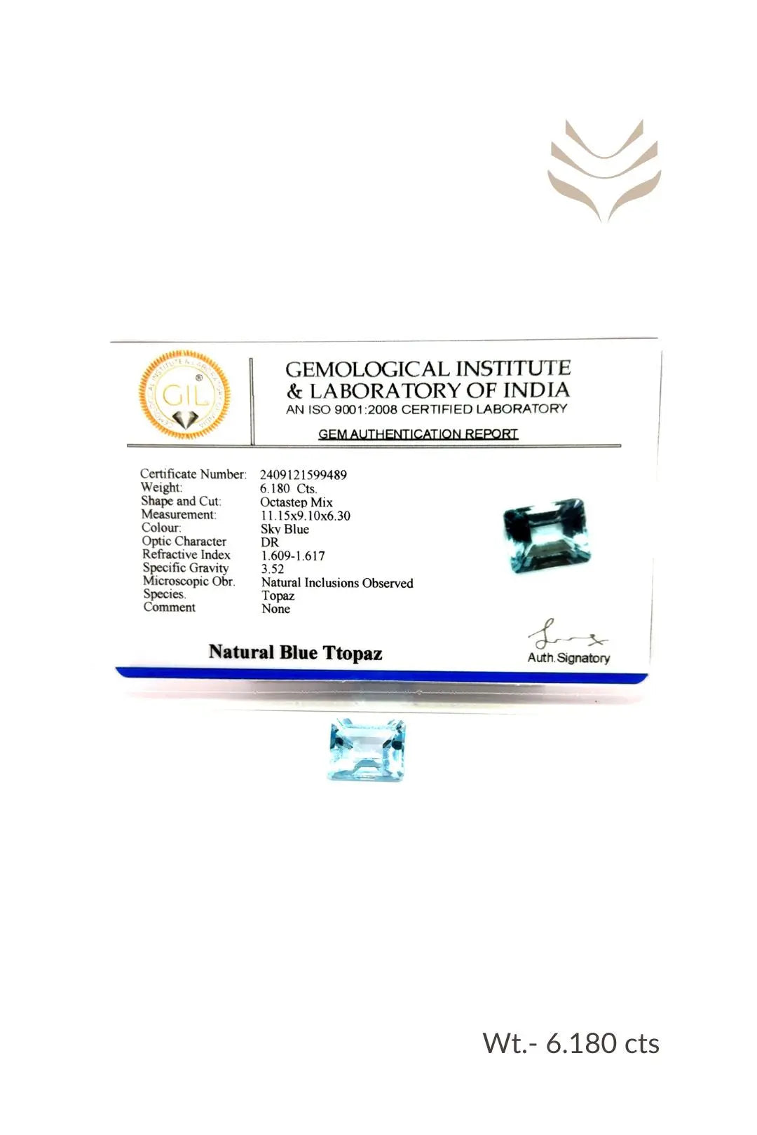 Light-Coded Swiss Blue Topaz - 6.18 Ct