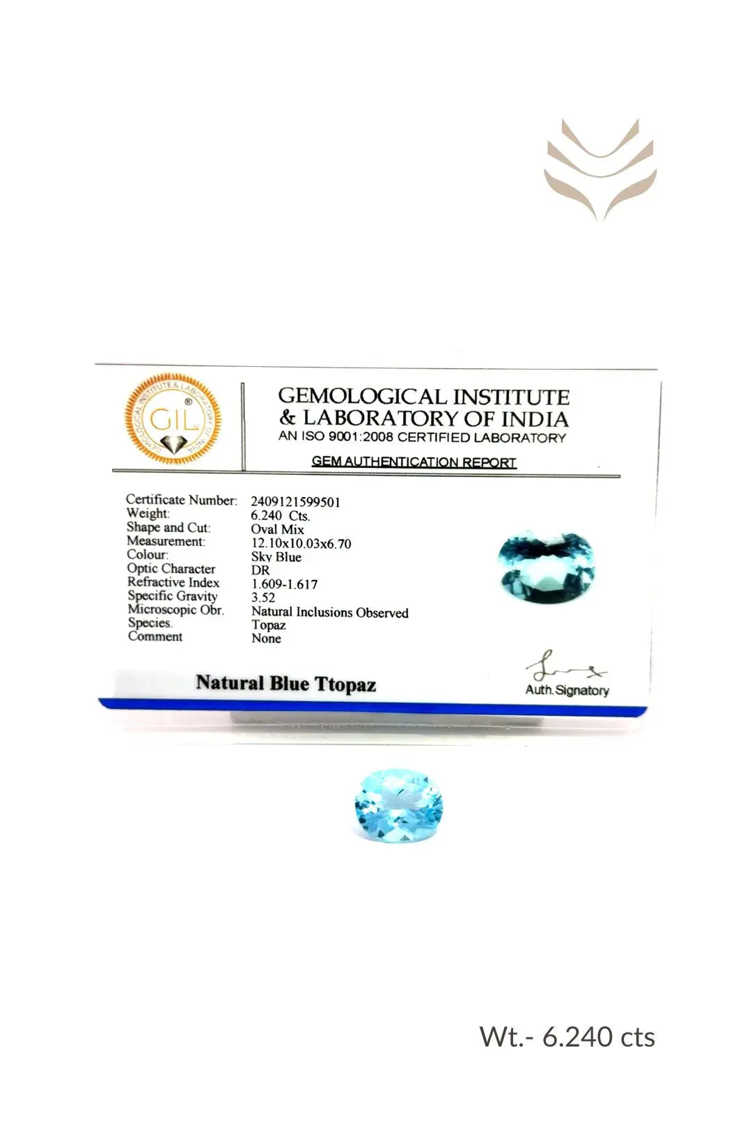 Light-Coded Swiss Blue Topaz - 6.24 Ct