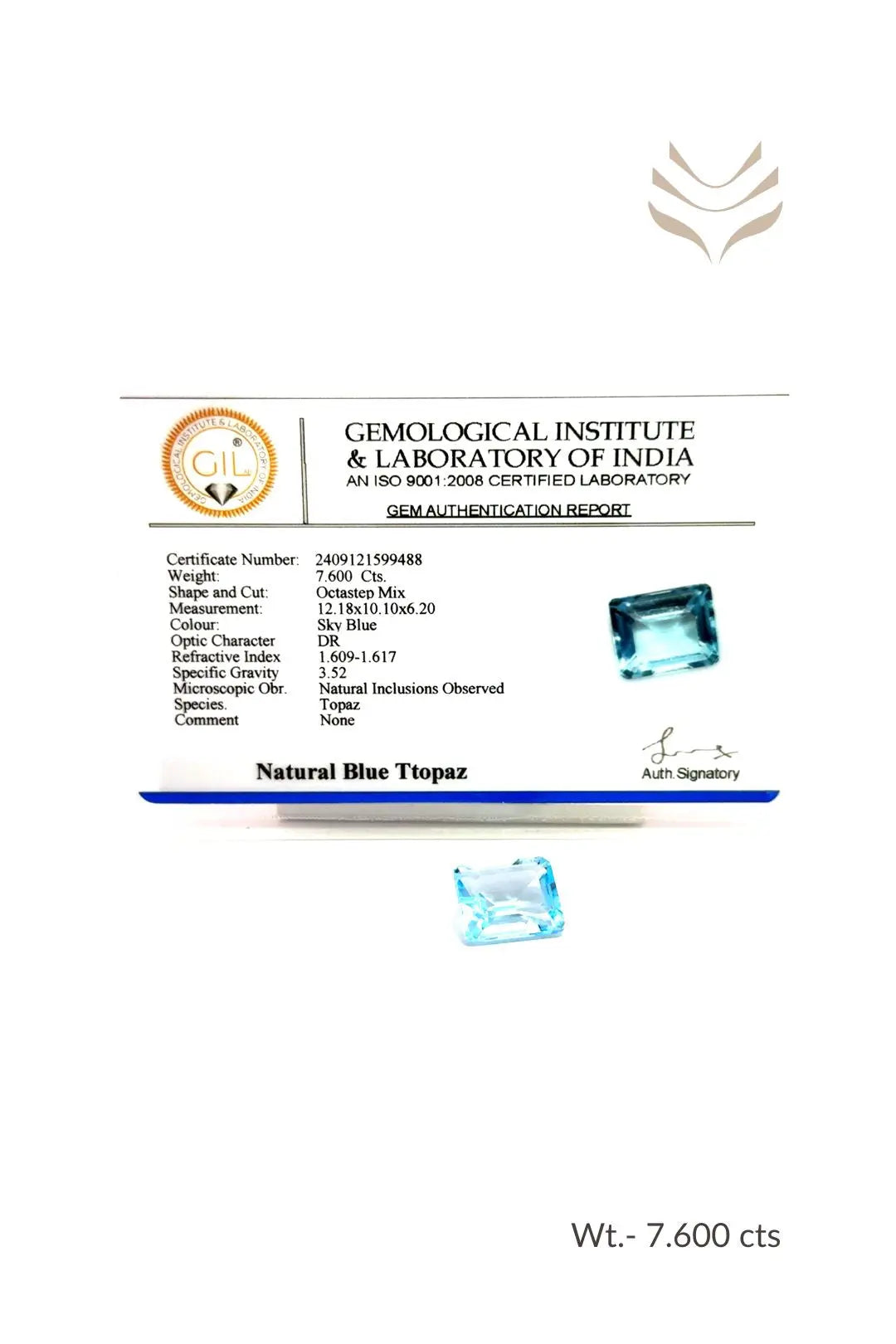 Light-Coded Swiss Blue Topaz - 7.60 Ct