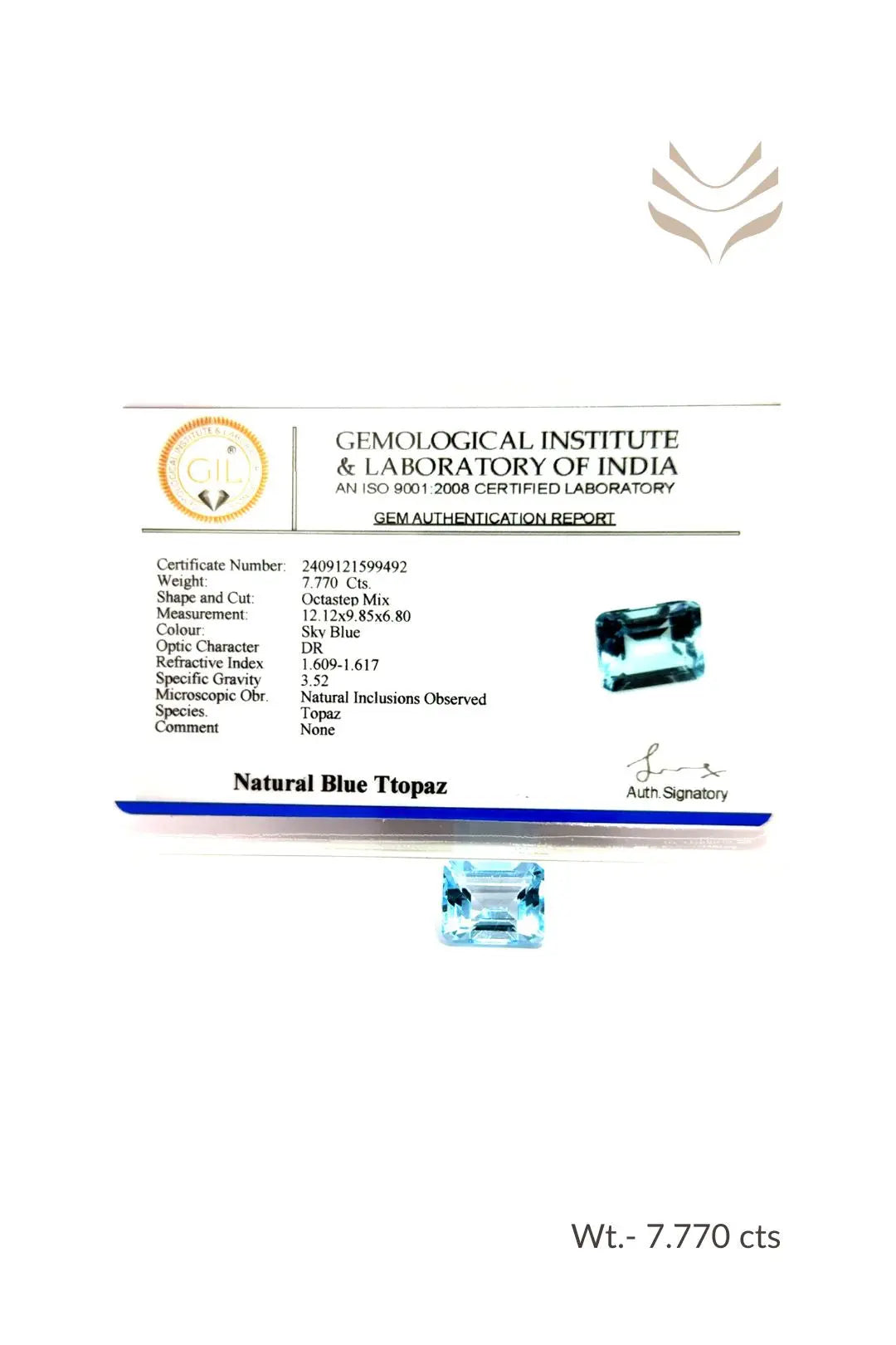 Light-Coded Swiss Blue Topaz - 7.77 Ct