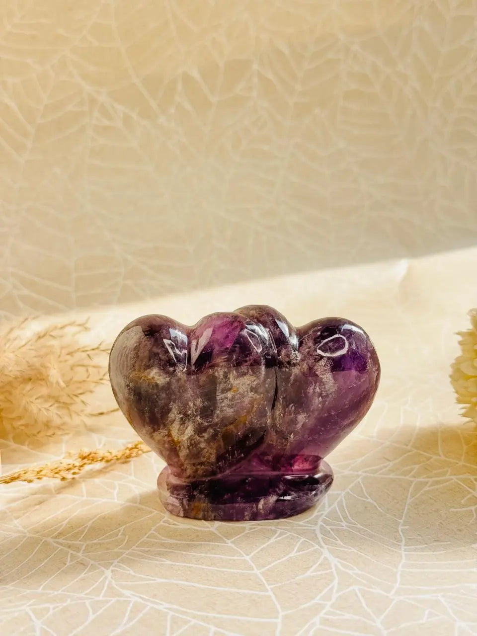 Light-Coded Twin Amethyst Hearts