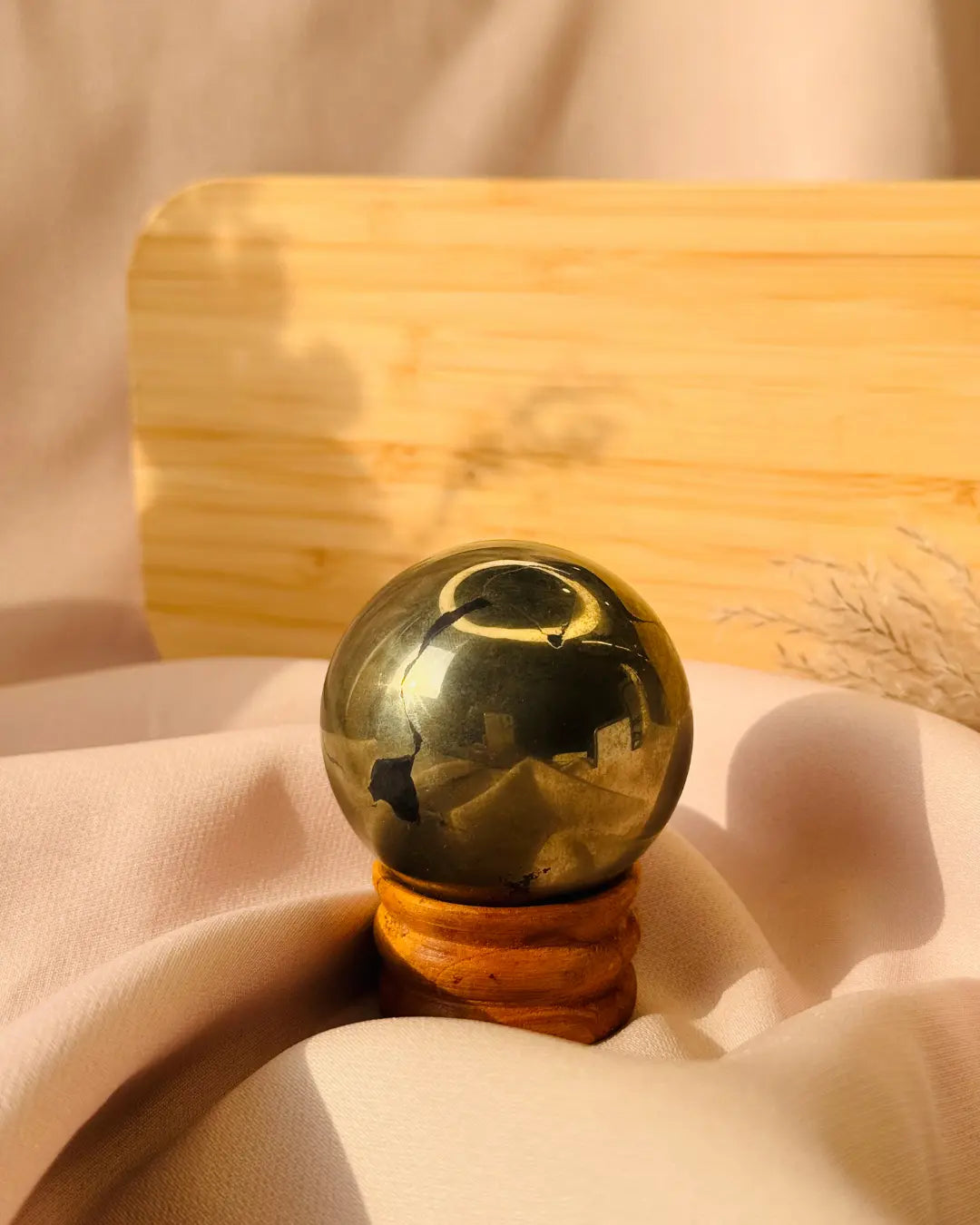 Light-Coded Wealth Attractor - Iron Pyrite Sphere