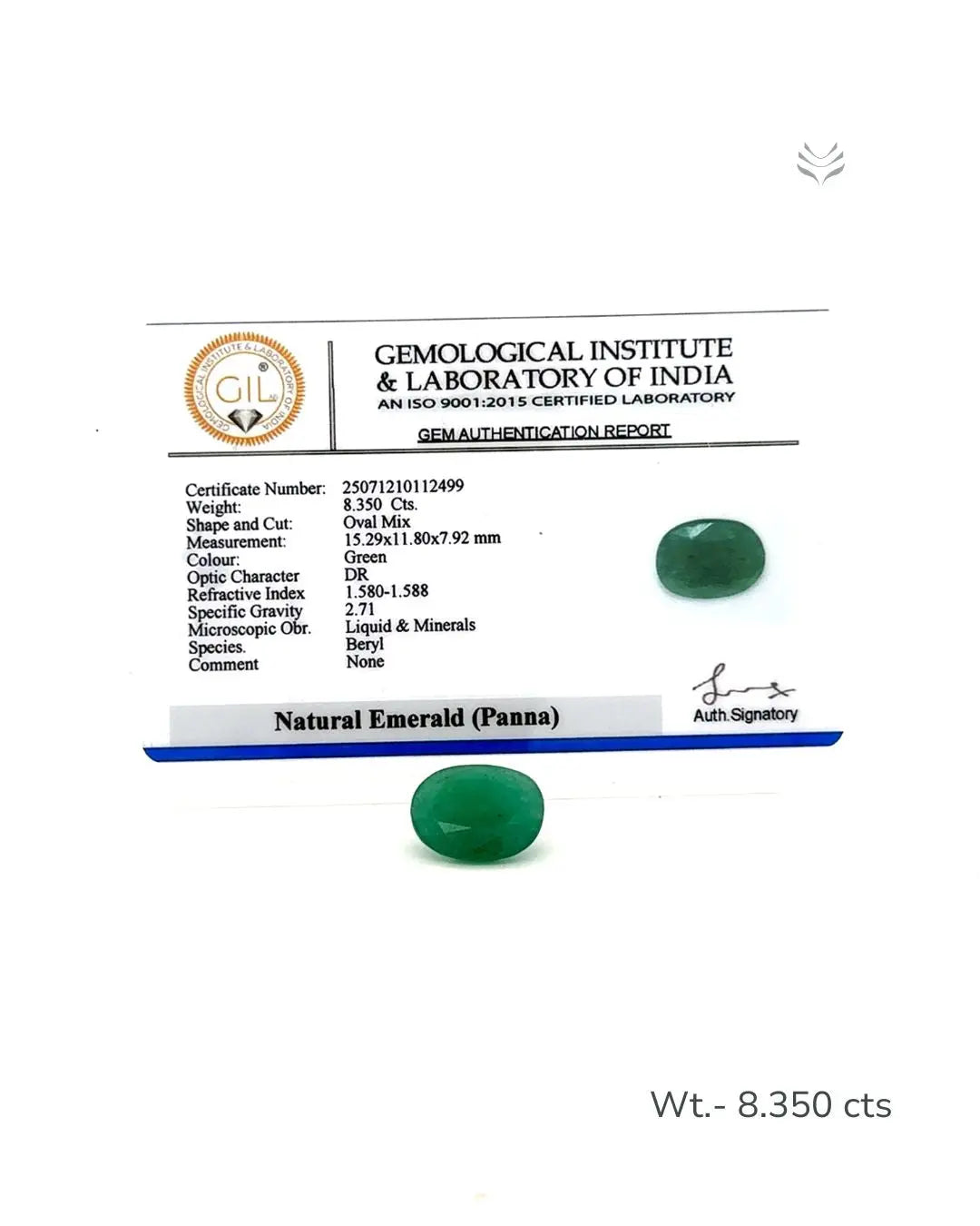 Light-Coded Zambian Emerald - 8.350 Ct