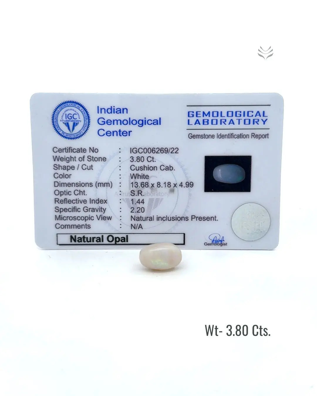 LightCoded Australian White Opal - 3.80 Ct