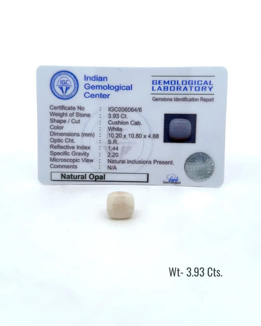 LightCoded Australian White Opal - 3.93 Ct