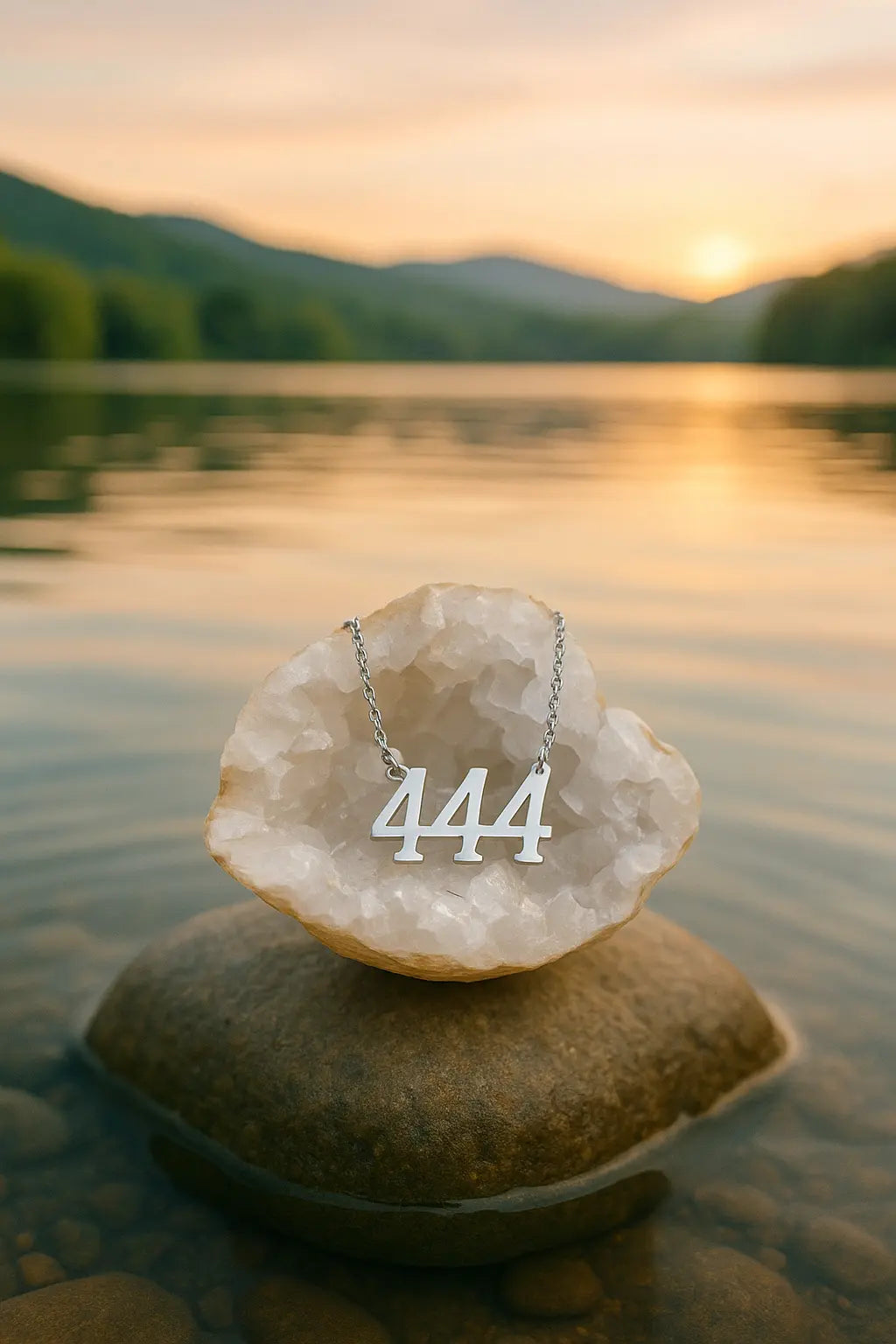 LightCoded Silver Angel Number Pendant - 444