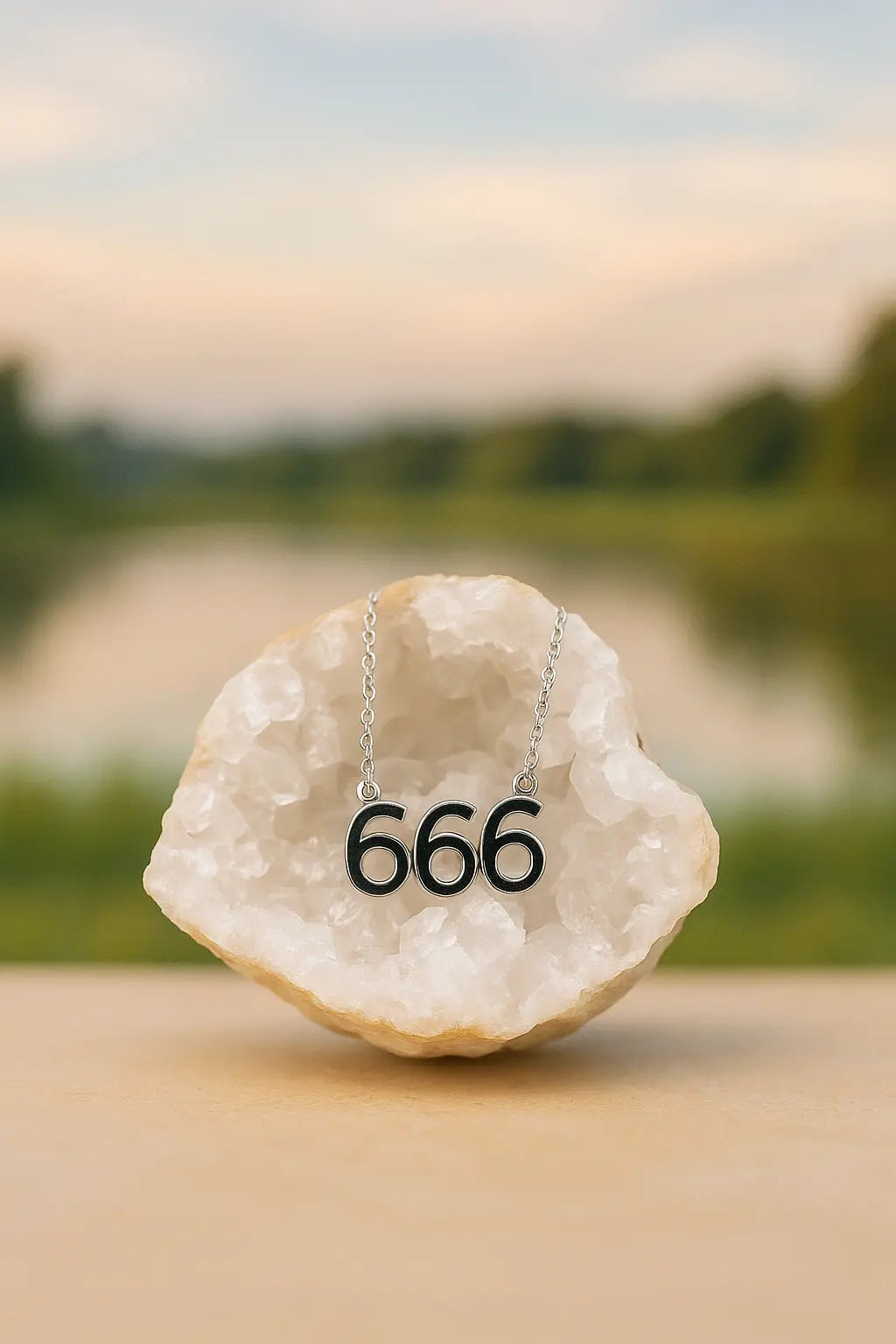 LightCoded Silver Angel Number Pendant - 666