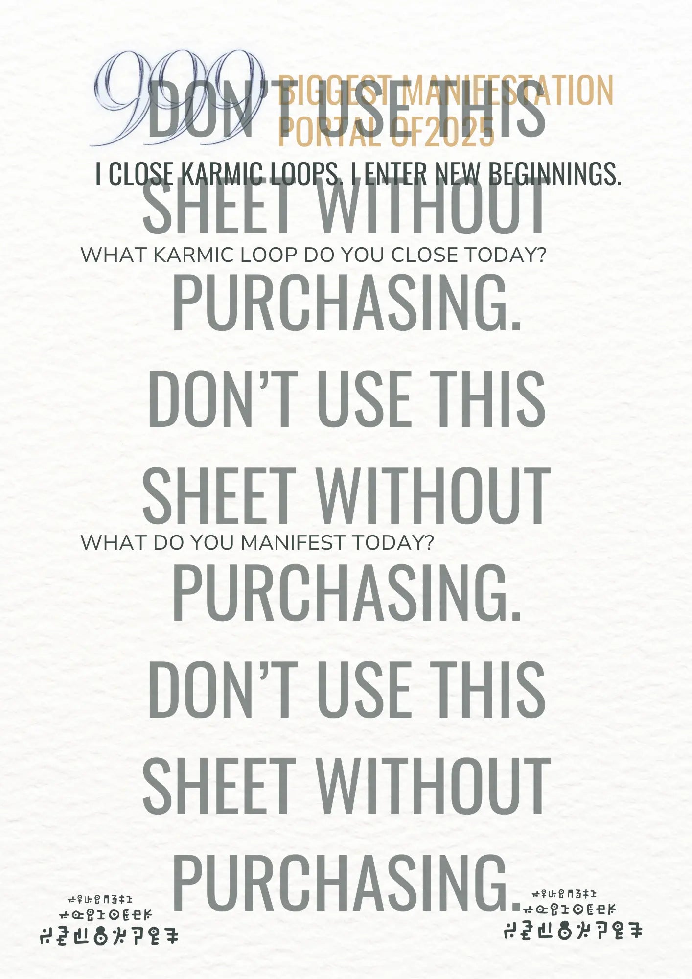 Lightcoded 999 Portal - Biggest Manifestation Sheet of 2025