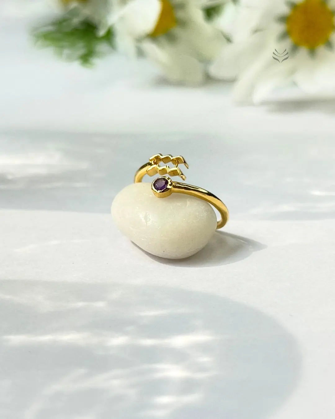 Lightcoded Aquarius – Amethyst Zodiac Ring