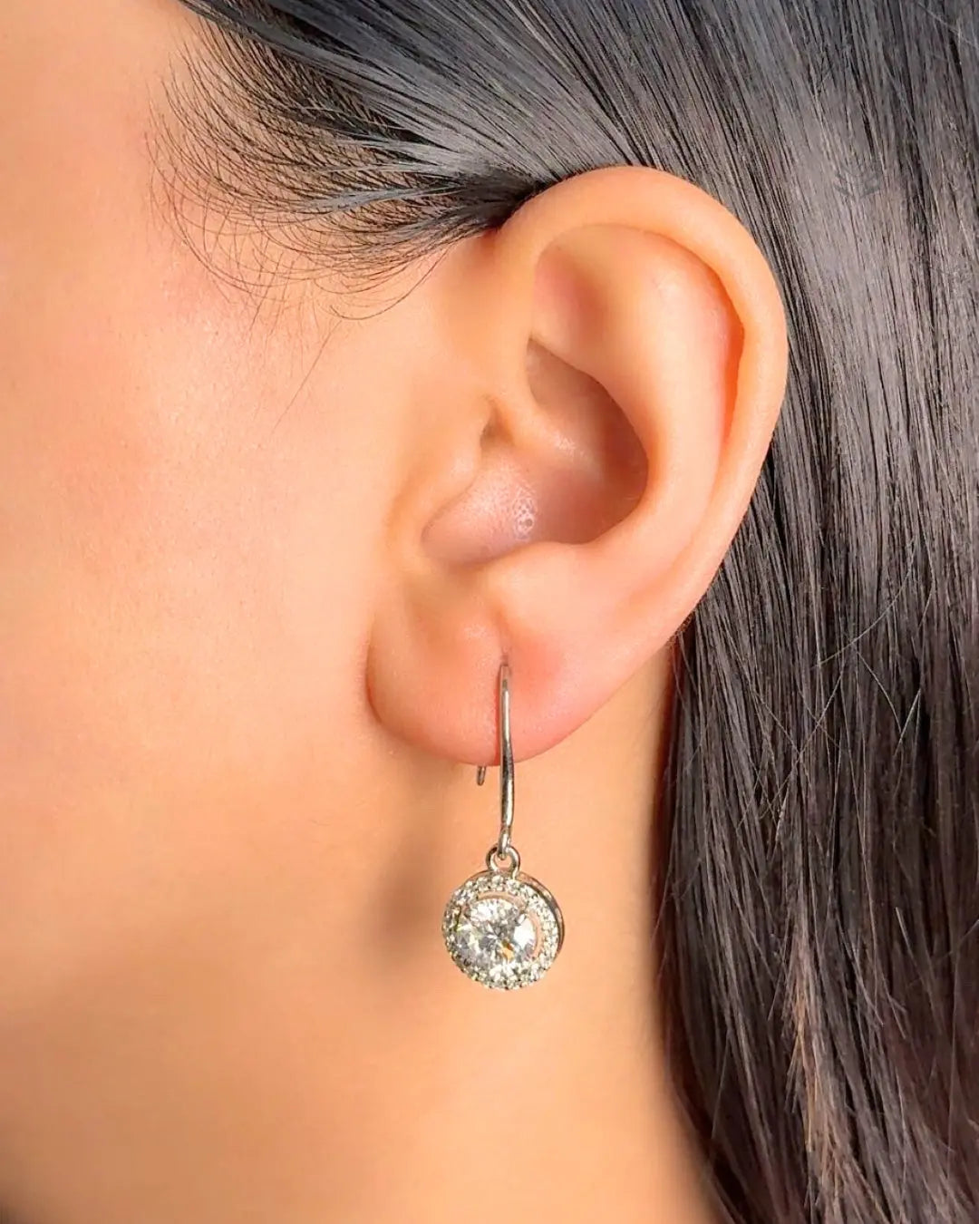 Lightcoded Athena Multi-moissanite Round Silver Loop Earrings