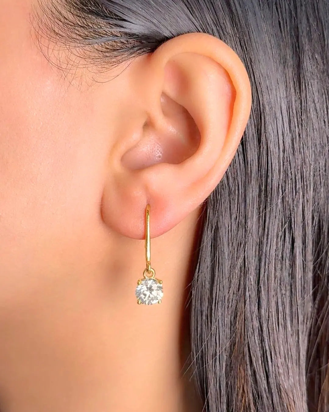 Lightcoded Iris Round Silver Gold-plated Loop Earrings