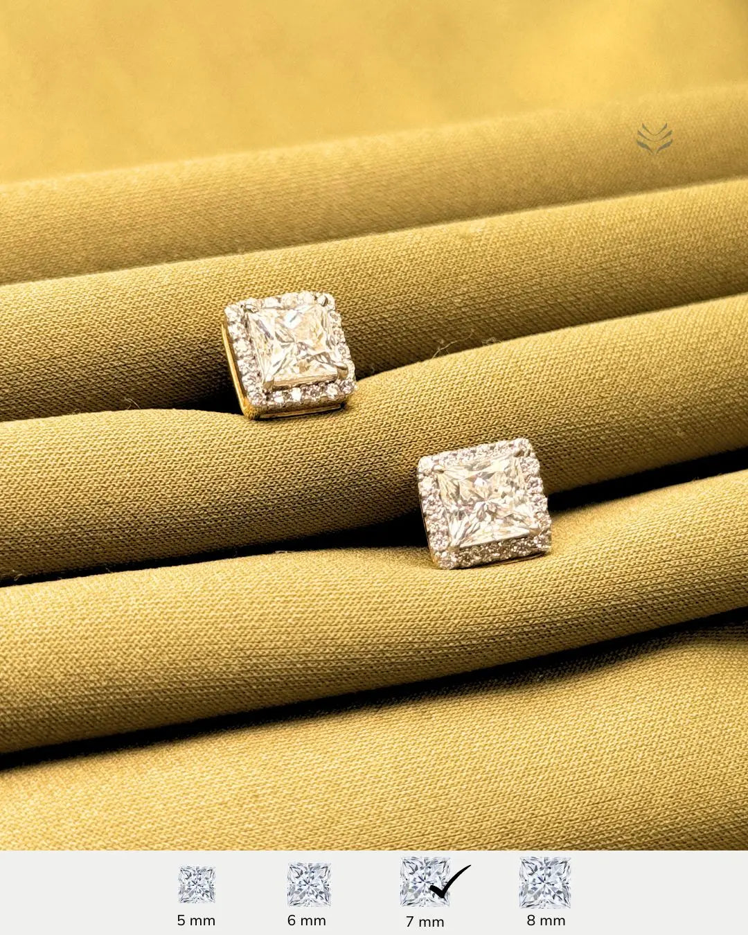 Lightcoded Luna Multi-moissanite Square Silver Gold-plated Screw Back Earrings