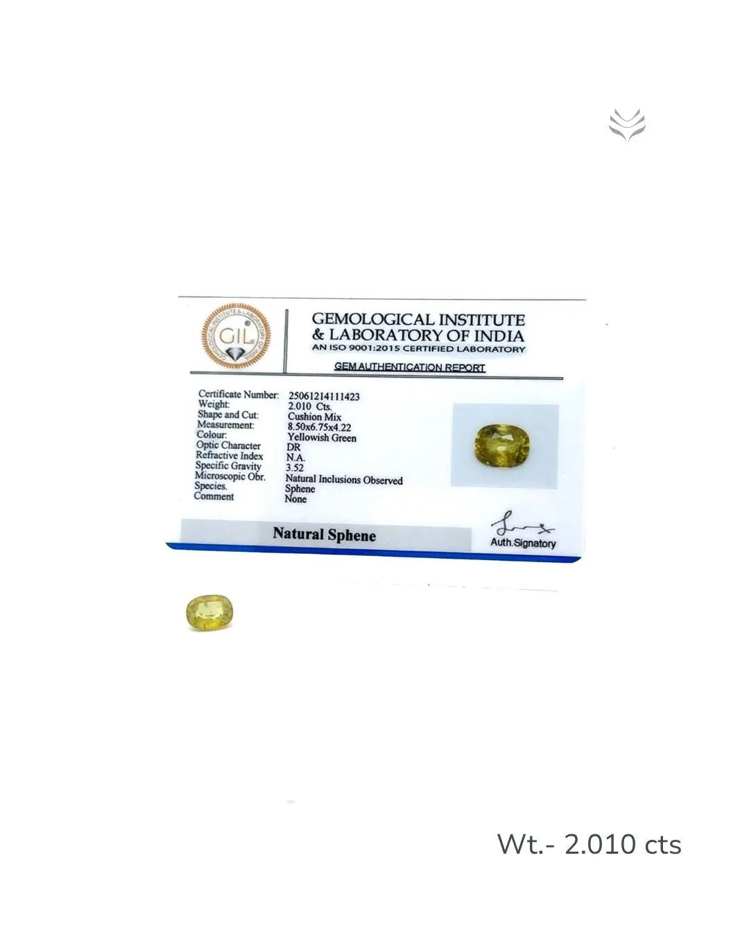 Lightcoded Natural Green Sphene - 2.010 Ct