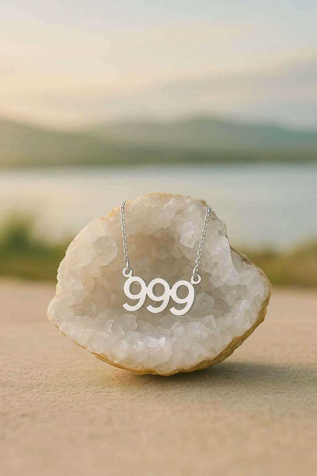 Lightcoded Silver Angel Number Pendant - 999