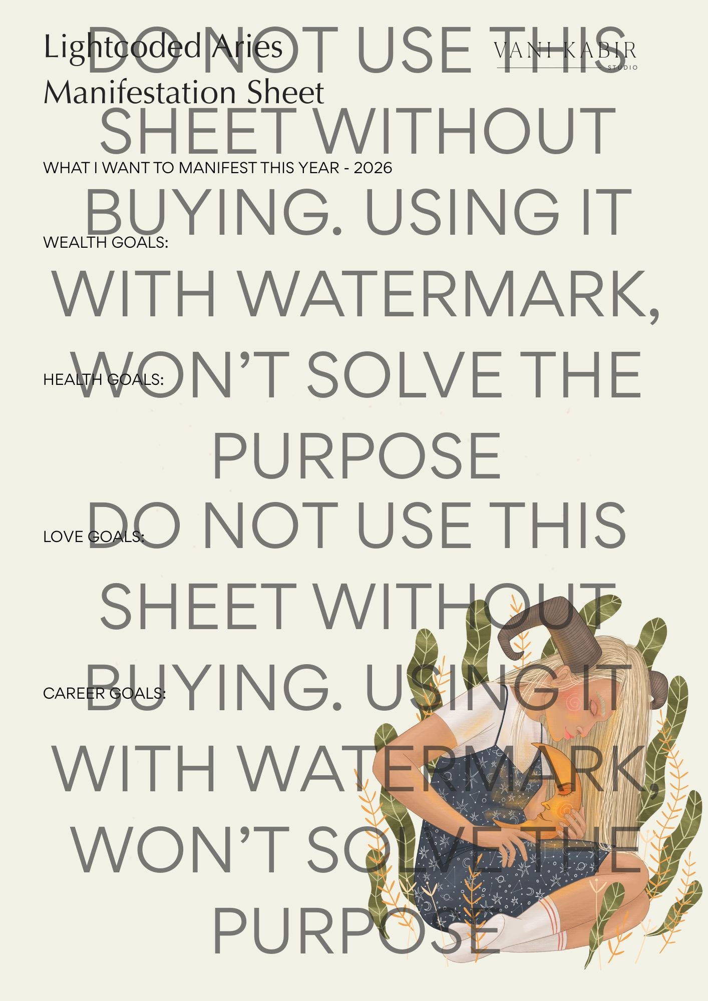 Zodiac Manifestation Sheet - Aries