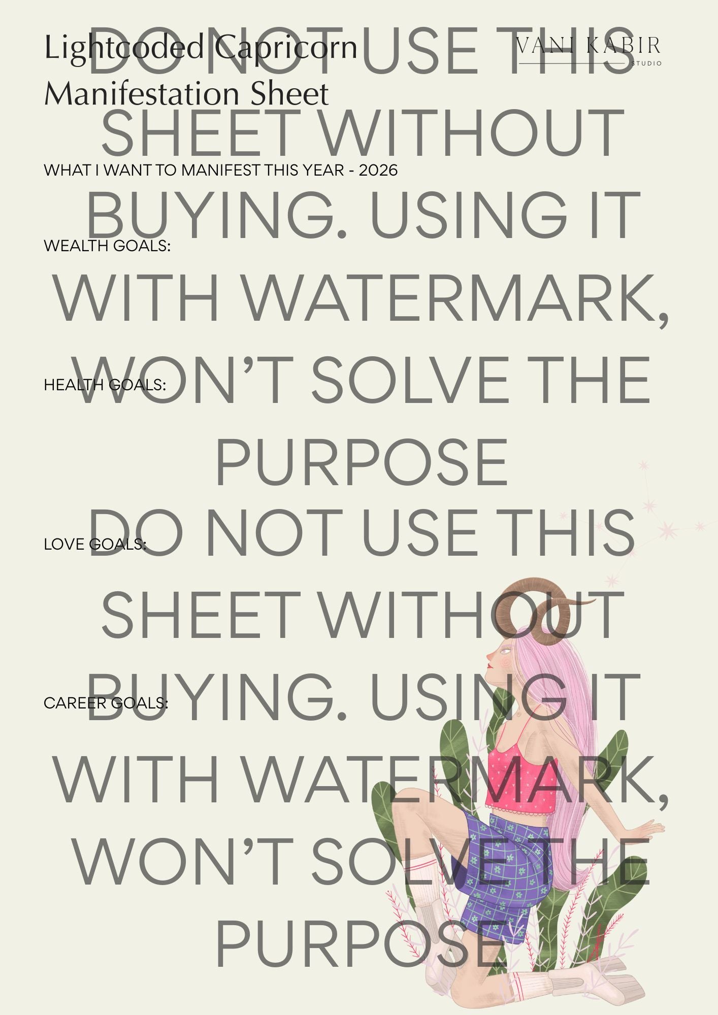 Zodiac Manifestation Sheet – Capricorn