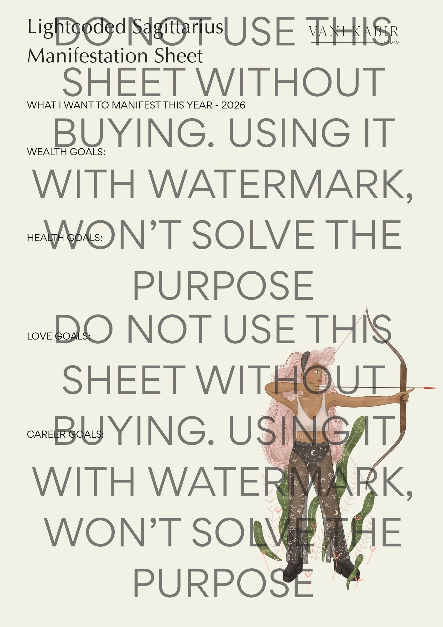 Zodiac Manifestation Sheet – Sagittarius